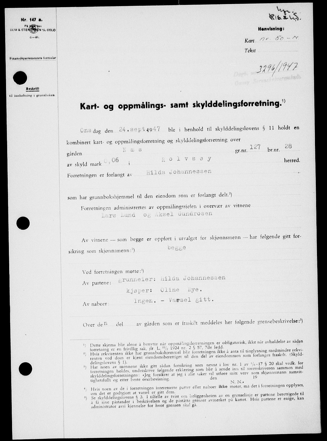 Onsøy sorenskriveri, SAO/A-10474/G/Ga/Gab/L0022: Pantebok nr. II A-22, 1947-1948, Dagboknr: 3296/1947
