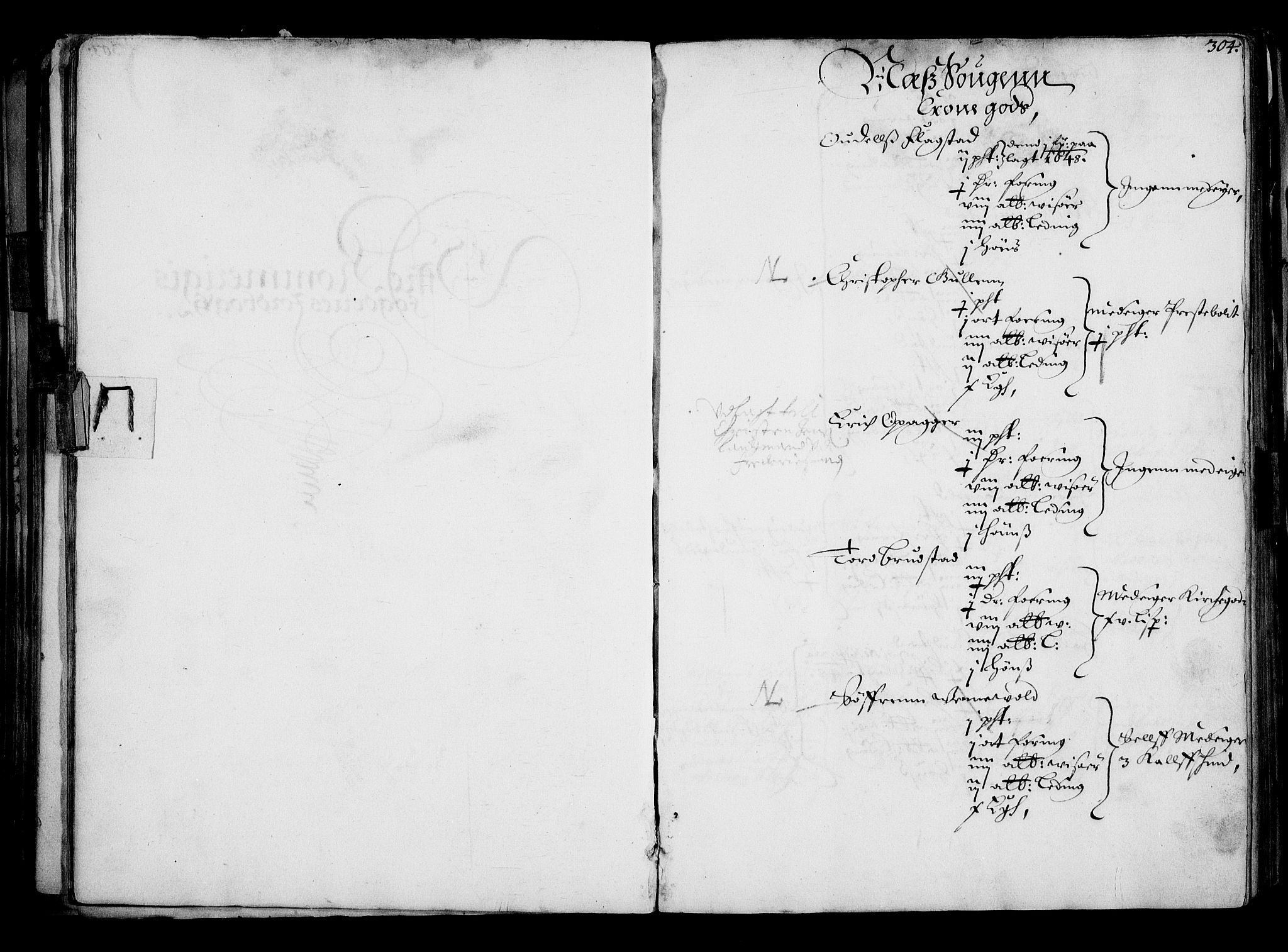 Rentekammeret inntil 1814, Realistisk ordnet avdeling, RA/EA-4070/N/Na/L0001: [XI f]: Akershus stifts jordebok, 1652, s. 303b-304a