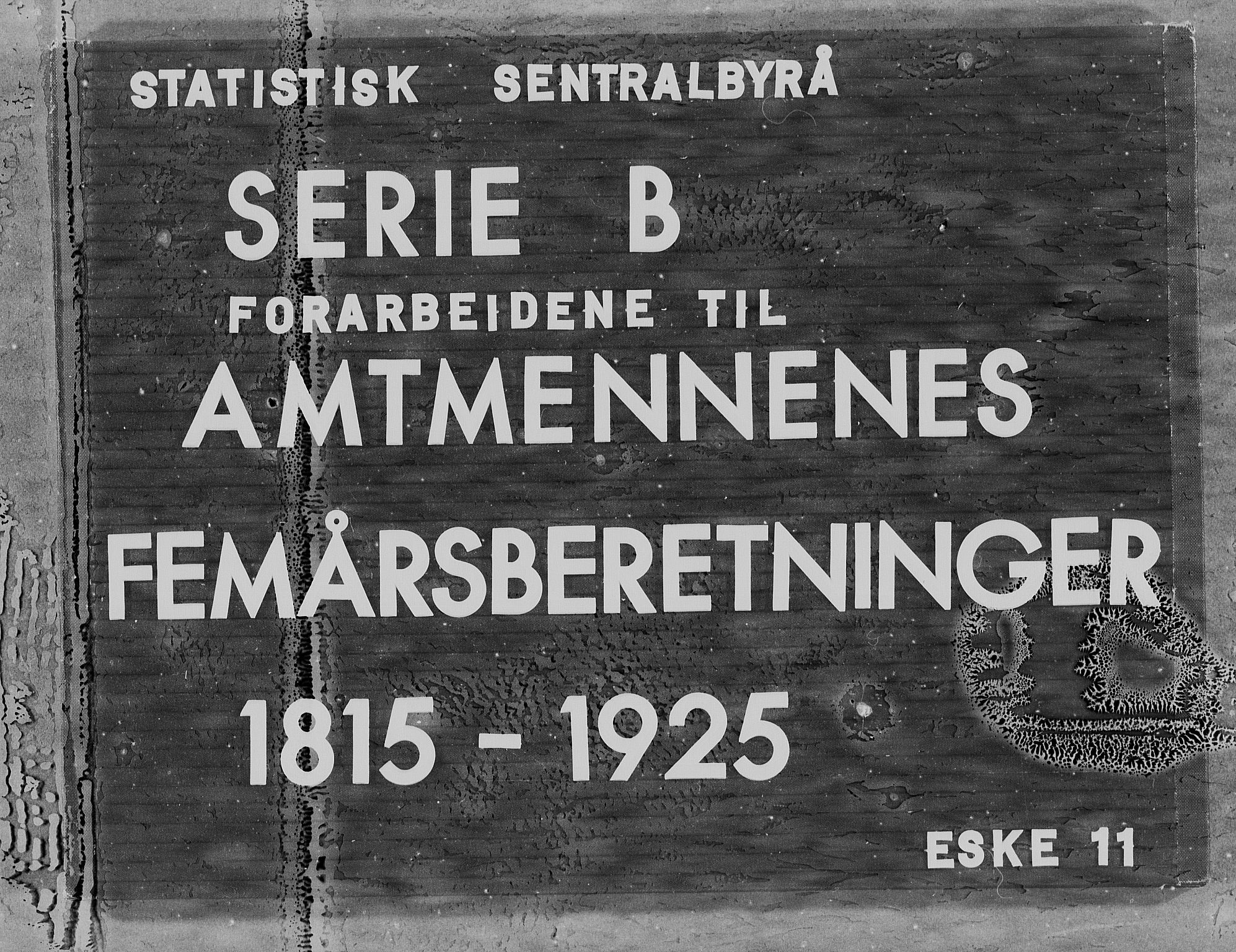 Statistisk sentralbyrå, Næringsøkonomiske emner, Generelt - Amtmennenes femårsberetninger, RA/S-2233/F/Fa/L0011: --, 1856-1860, s. 1