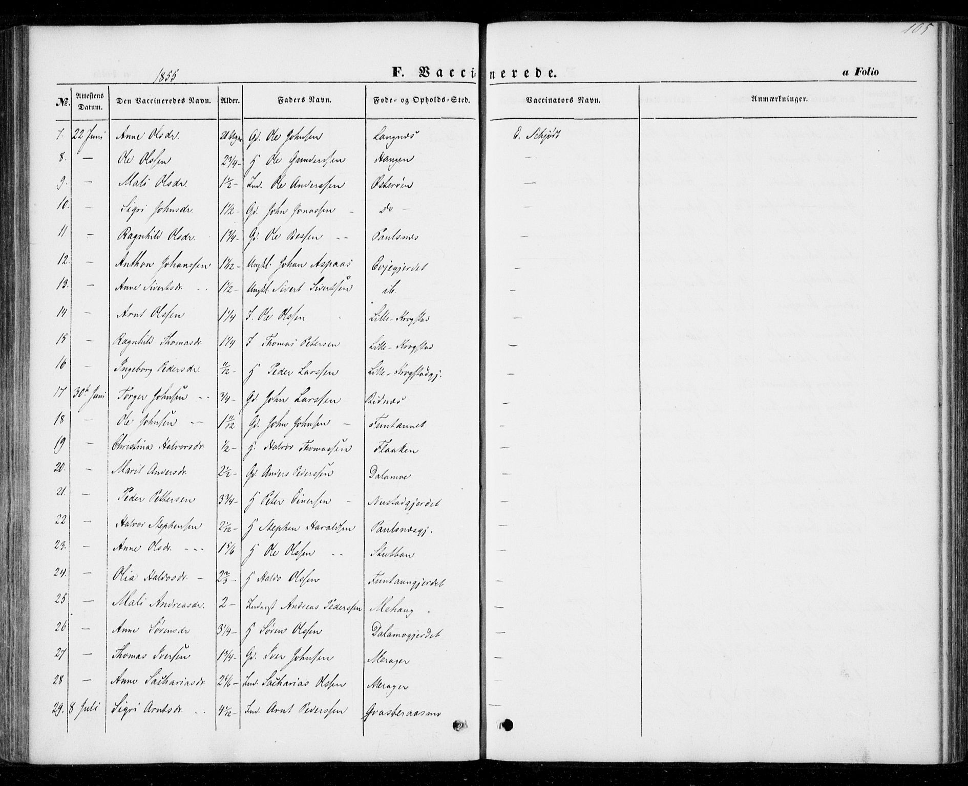 Ministerialprotokoller, klokkerbøker og fødselsregistre - Nord-Trøndelag, SAT/A-1458/706/L0040: Ministerialbok nr. 706A01, 1850-1861, s. 105