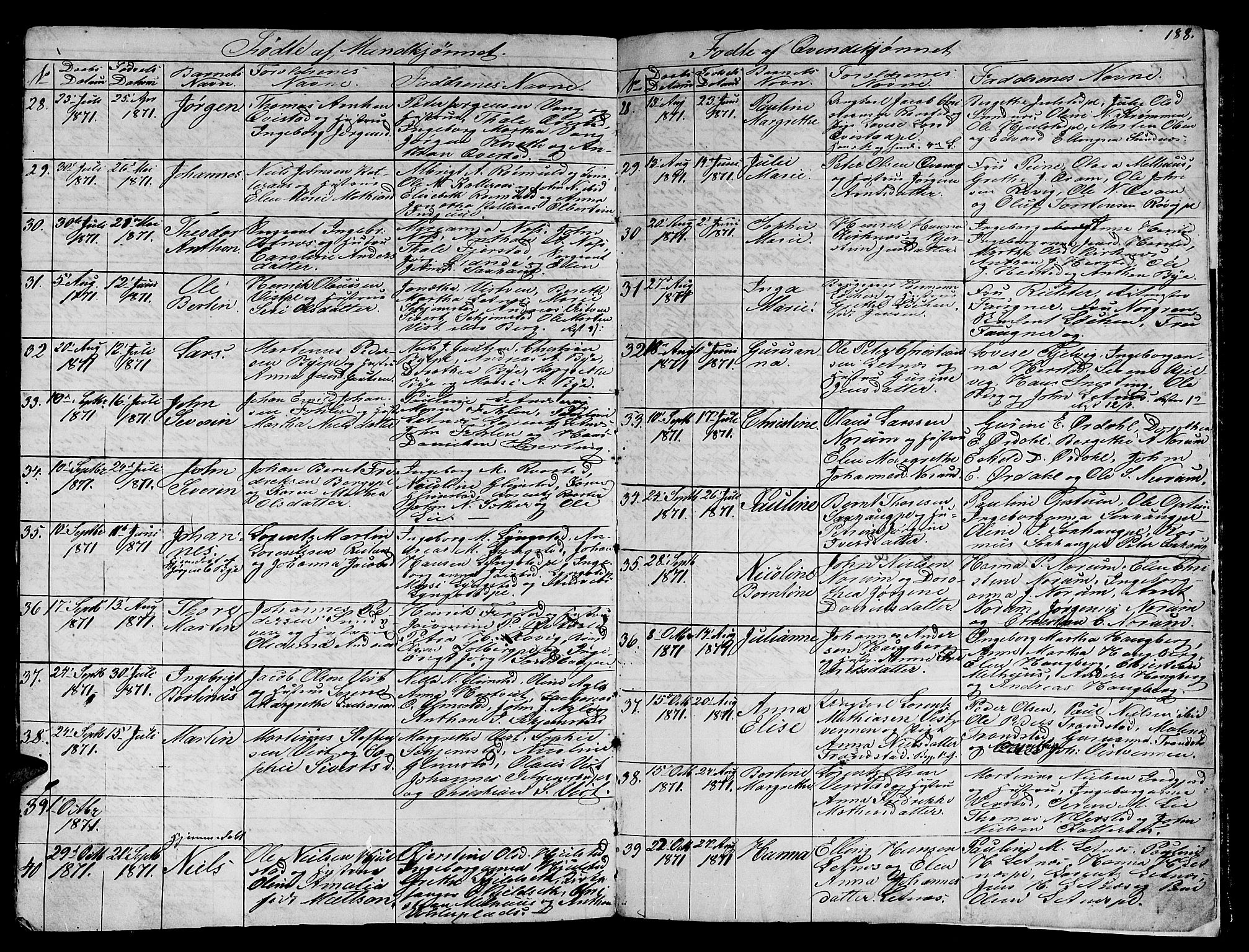 Ministerialprotokoller, klokkerbøker og fødselsregistre - Nord-Trøndelag, SAT/A-1458/730/L0299: Klokkerbok nr. 730C02, 1849-1871, s. 188