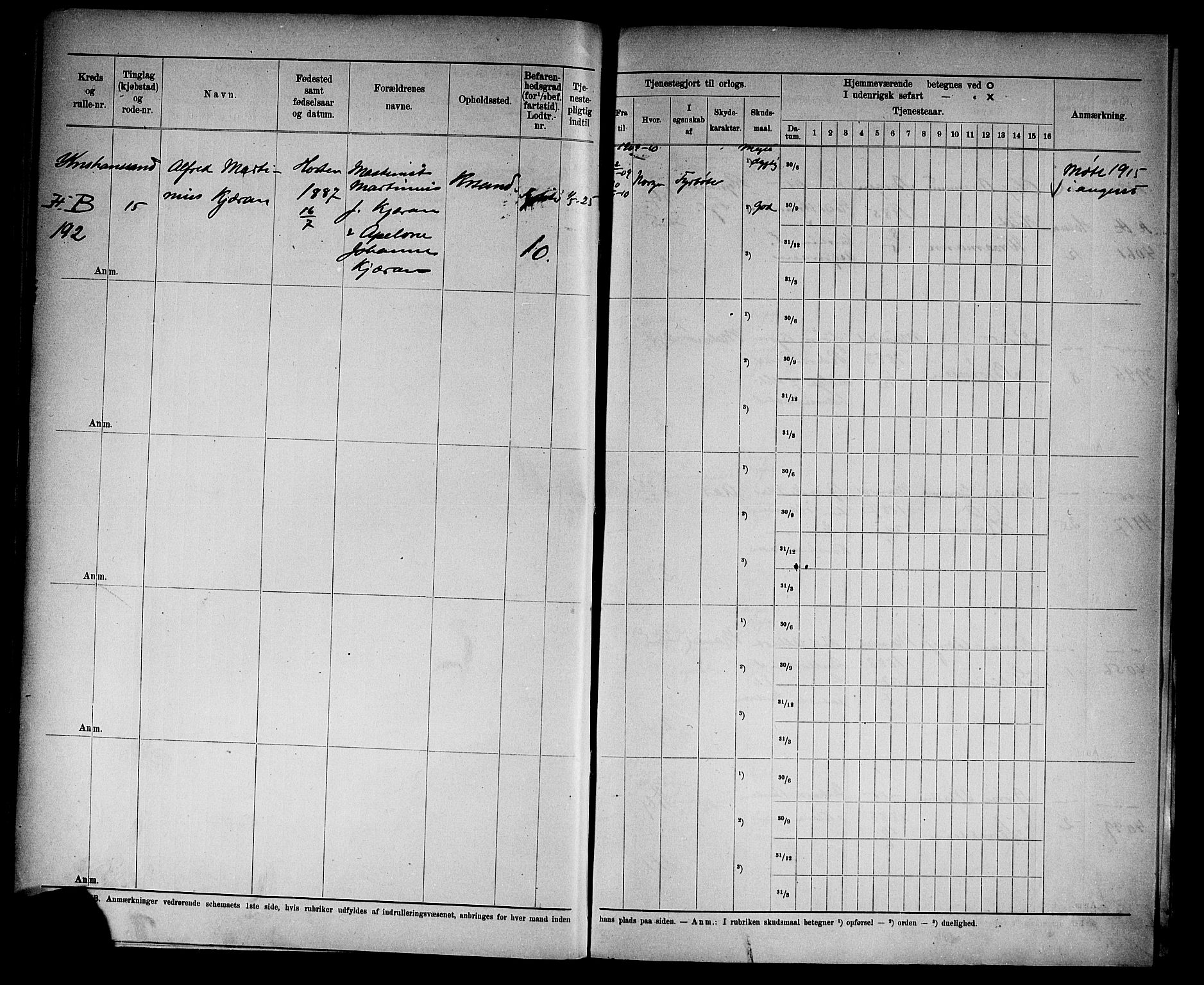Kristiansand mønstringskrets, AV/SAK-2031-0015/F/Fd/L0011: Rulle sjøvernepliktige, C-11, 1909, s. 30