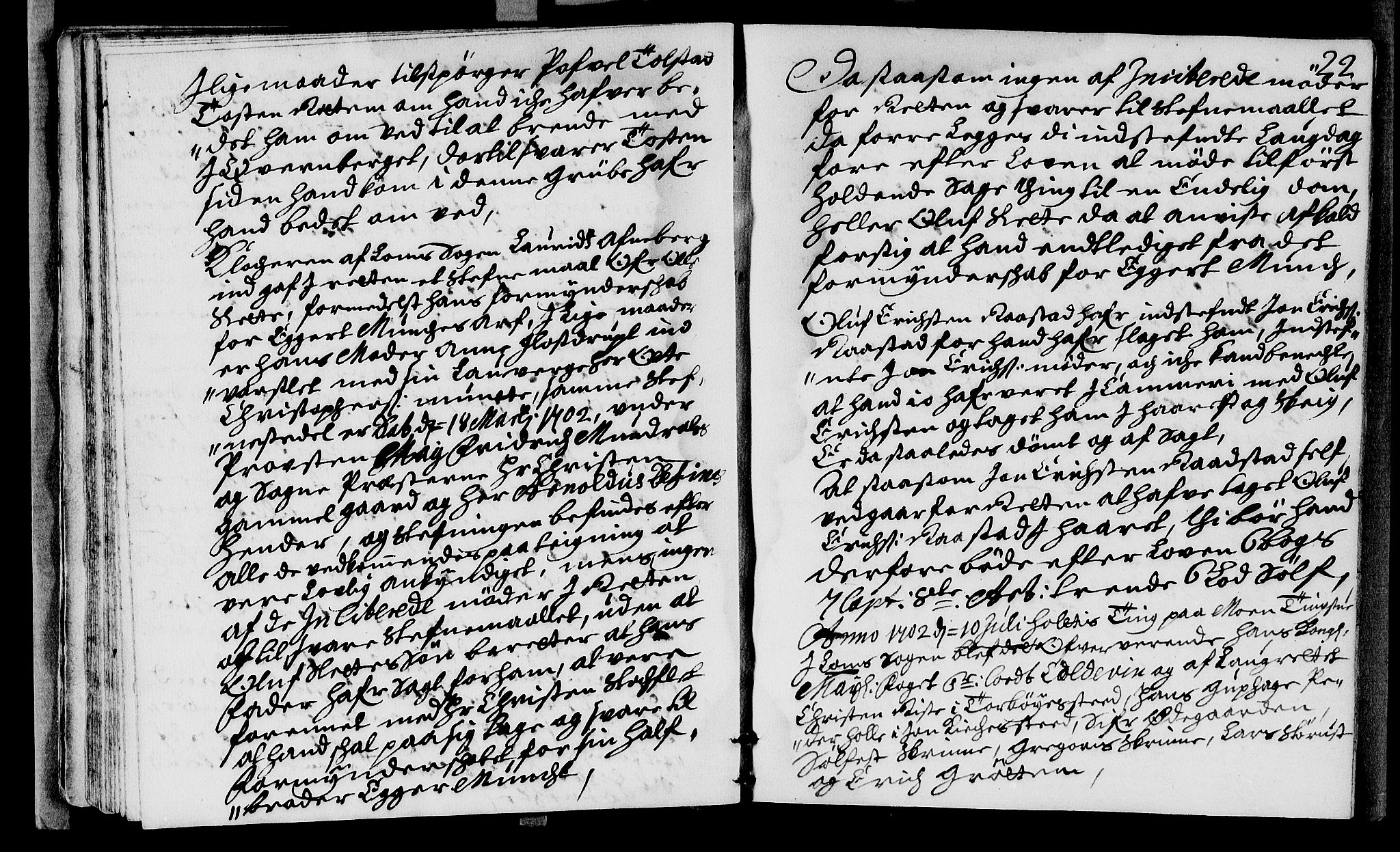 Sorenskriverier i Gudbrandsdalen, AV/SAH-TING-036/G/Gb/Gba/L0030: Tingbok - Nord-Gudbrandsdal, 1702, s. 21b-22a