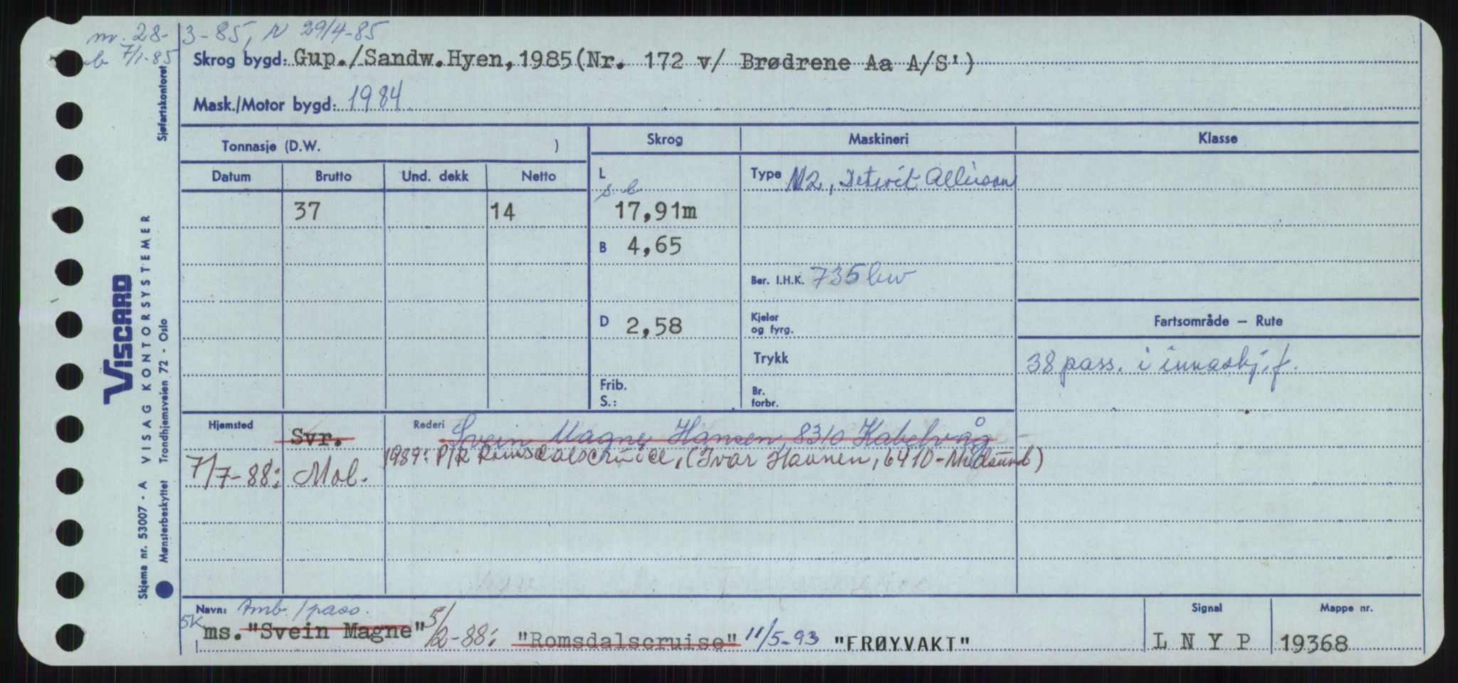 Sjøfartsdirektoratet med forløpere, Skipsmålingen, RA/S-1627/H/Ha/L0002/0001: Fartøy, Eik-Hill / Fartøy, Eik-F, s. 883