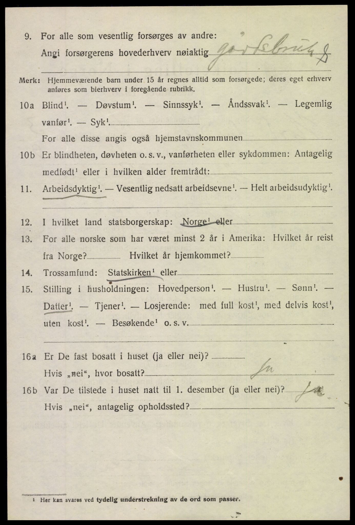 SAH, Folketelling 1920 for 0542 Nord-Aurdal herred, 1920, s. 3309