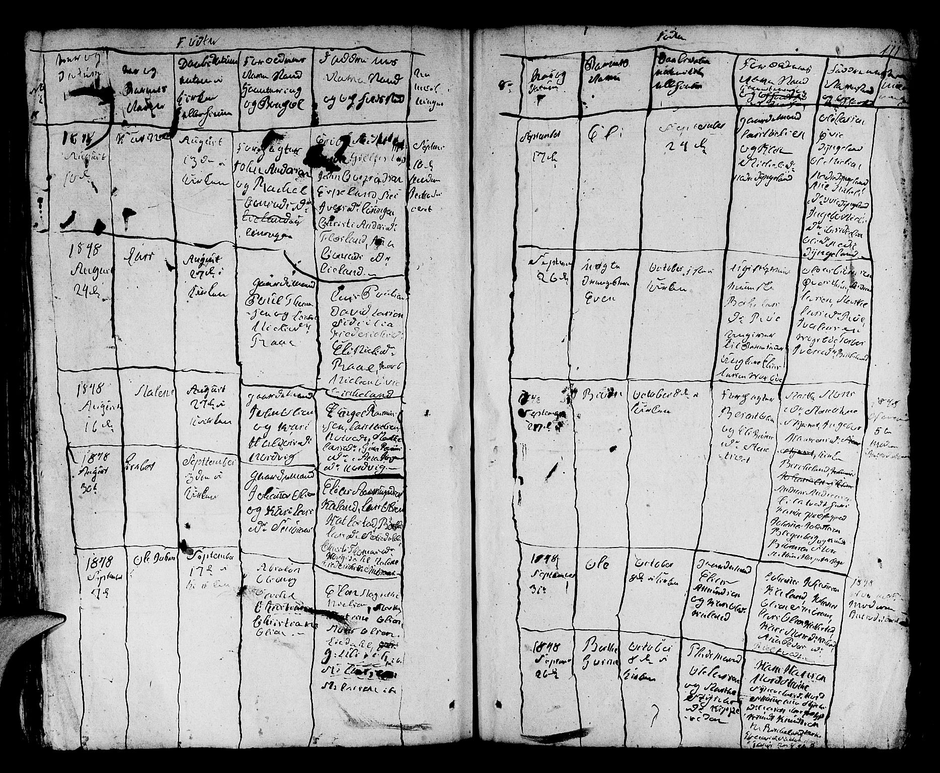 Fana Sokneprestembete, AV/SAB-A-75101/H/Hab/Habb/L0001: Klokkerbok nr. B 1, 1837-1855, s. 111