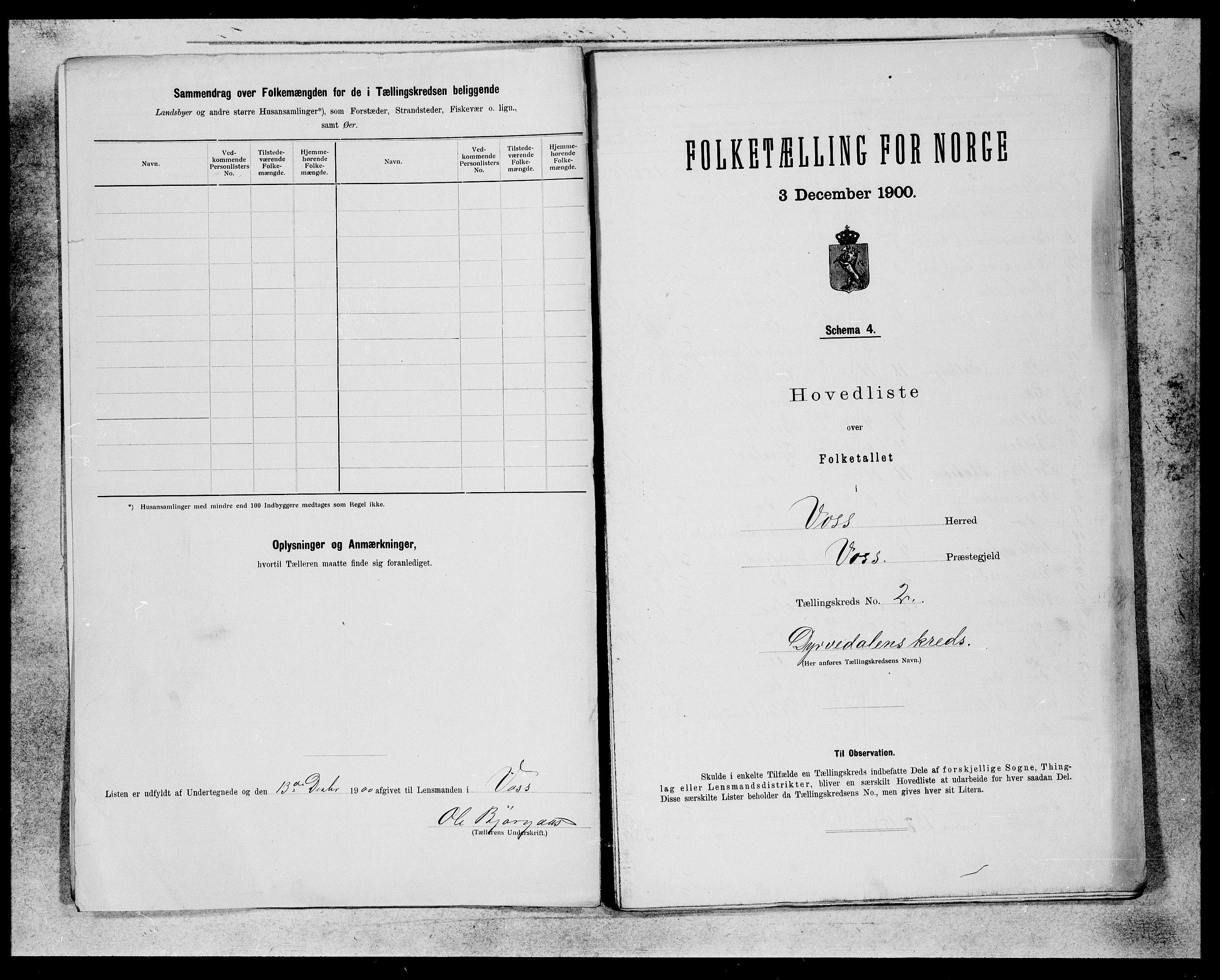 SAB, Folketelling 1900 for 1235 Voss herred, 1900, s. 3