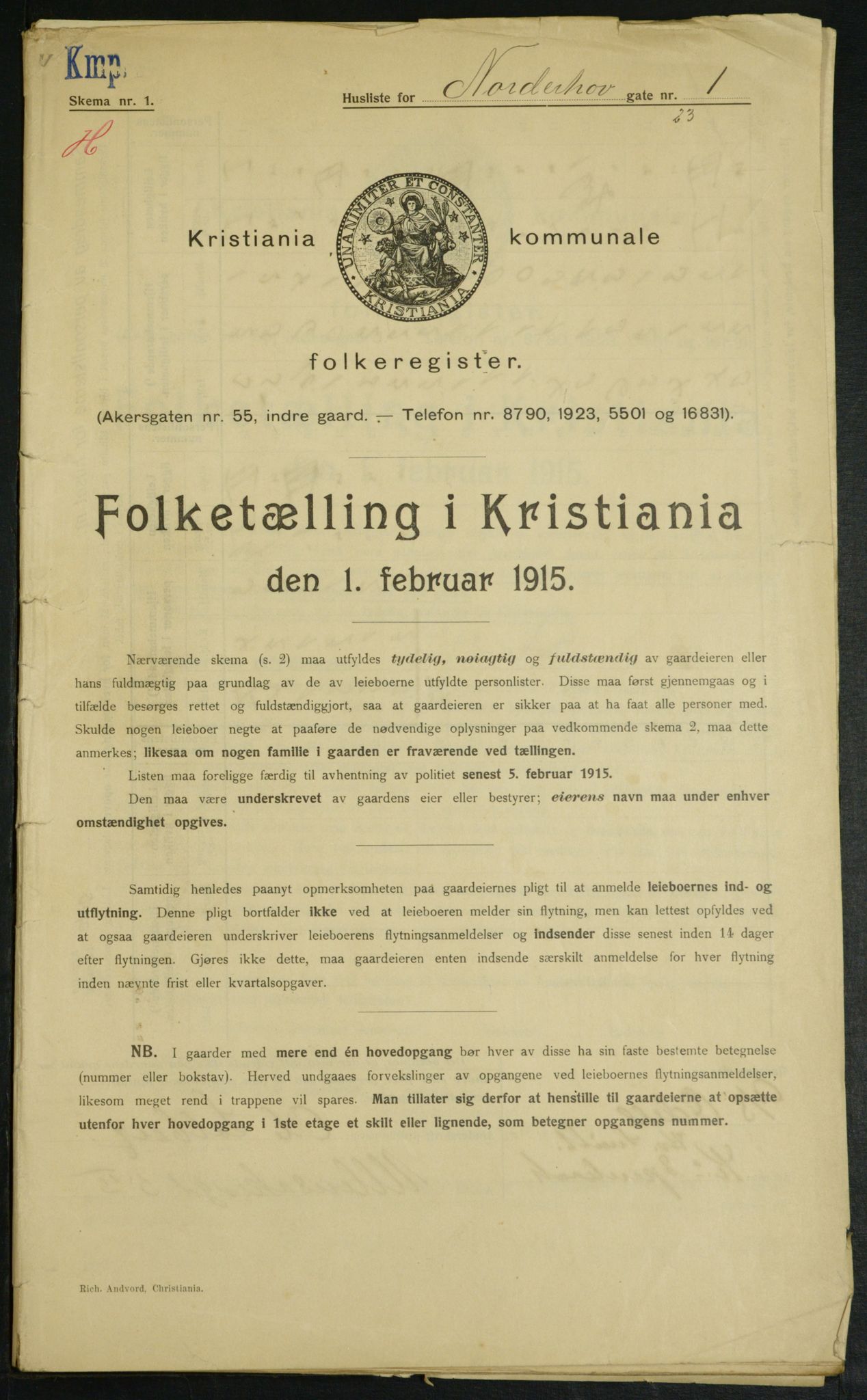 OBA, Kommunal folketelling 1.2.1915 for Kristiania, 1915, s. 71826