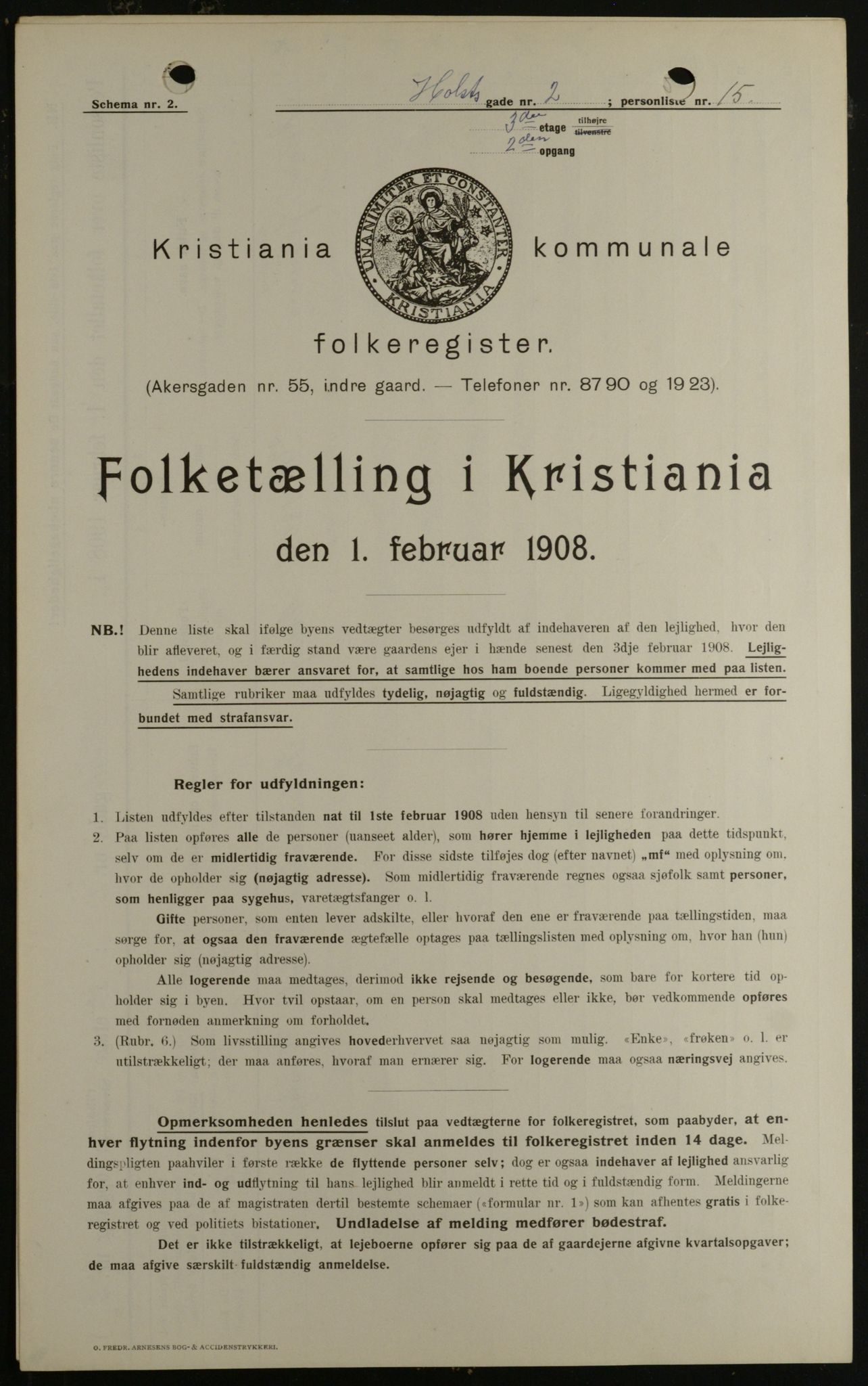 OBA, Kommunal folketelling 1.2.1908 for Kristiania kjøpstad, 1908, s. 36820