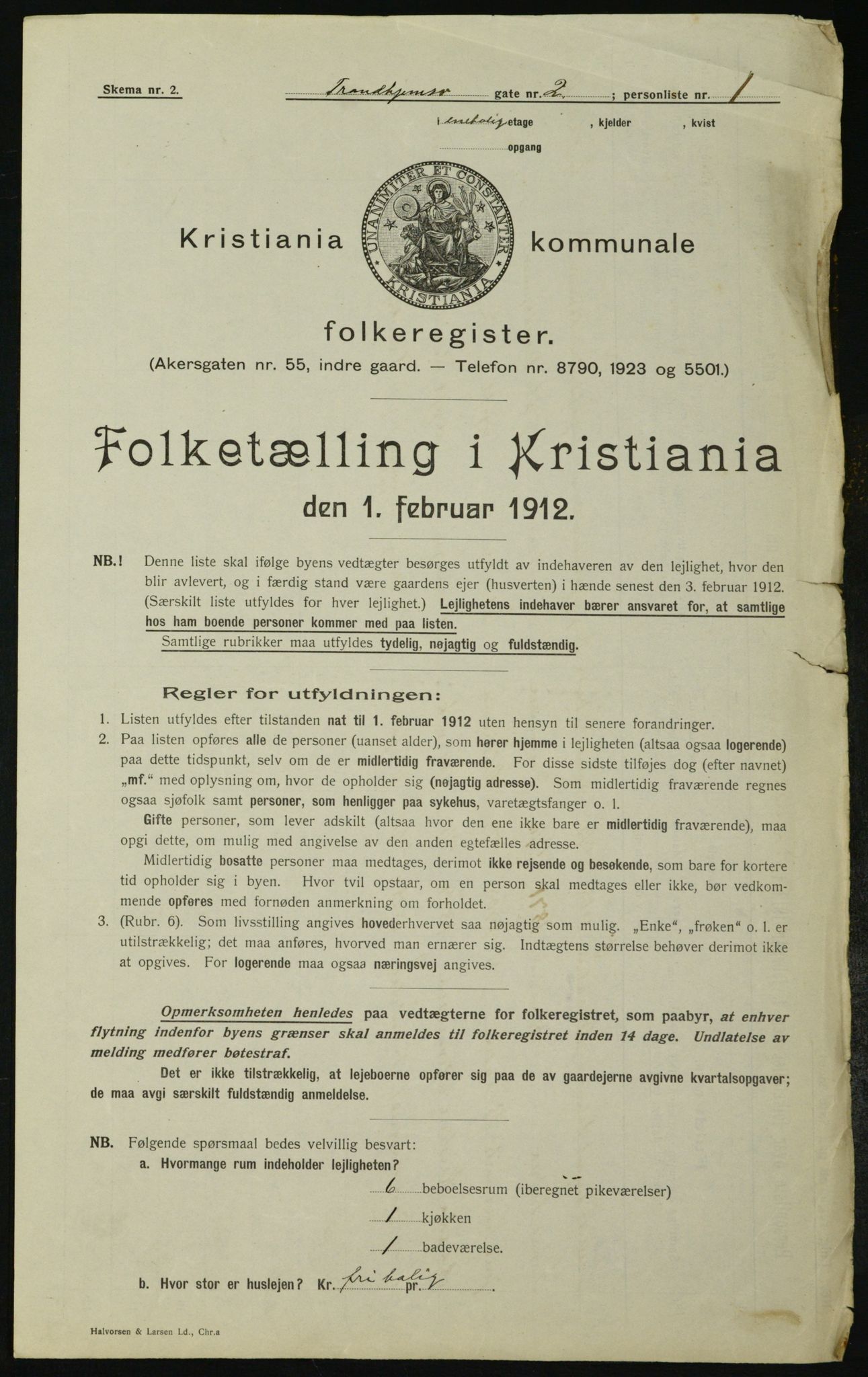 OBA, Kommunal folketelling 1.2.1912 for Kristiania, 1912, s. 116013