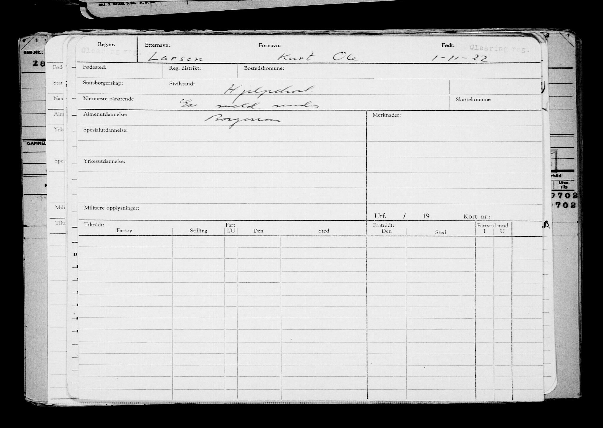 Direktoratet for sjømenn, AV/RA-S-3545/G/Gb/L0212: Hovedkort, 1922, s. 13
