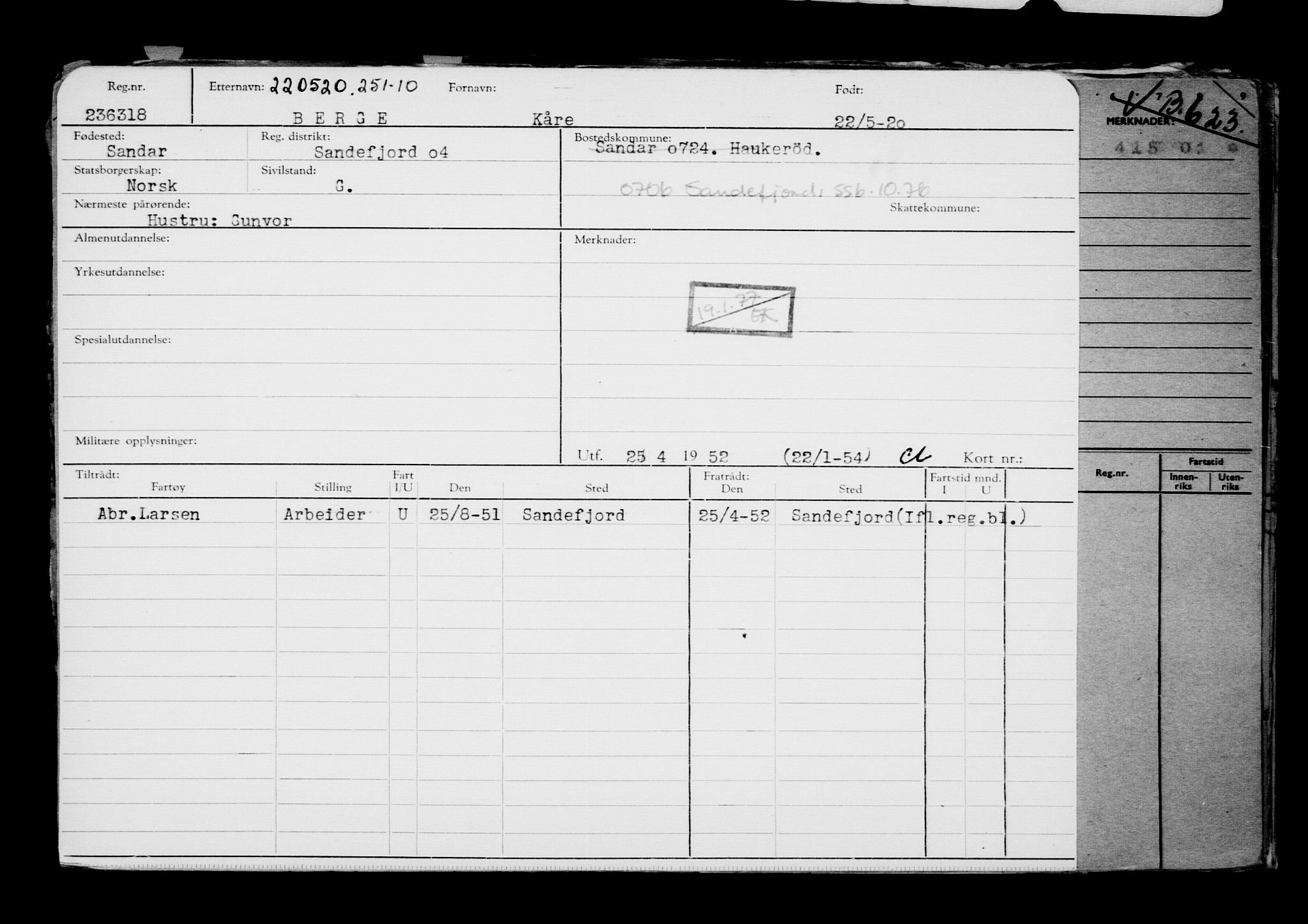 Direktoratet for sjømenn, RA/S-3545/G/Gb/L0181: Hovedkort, 1920, s. 204