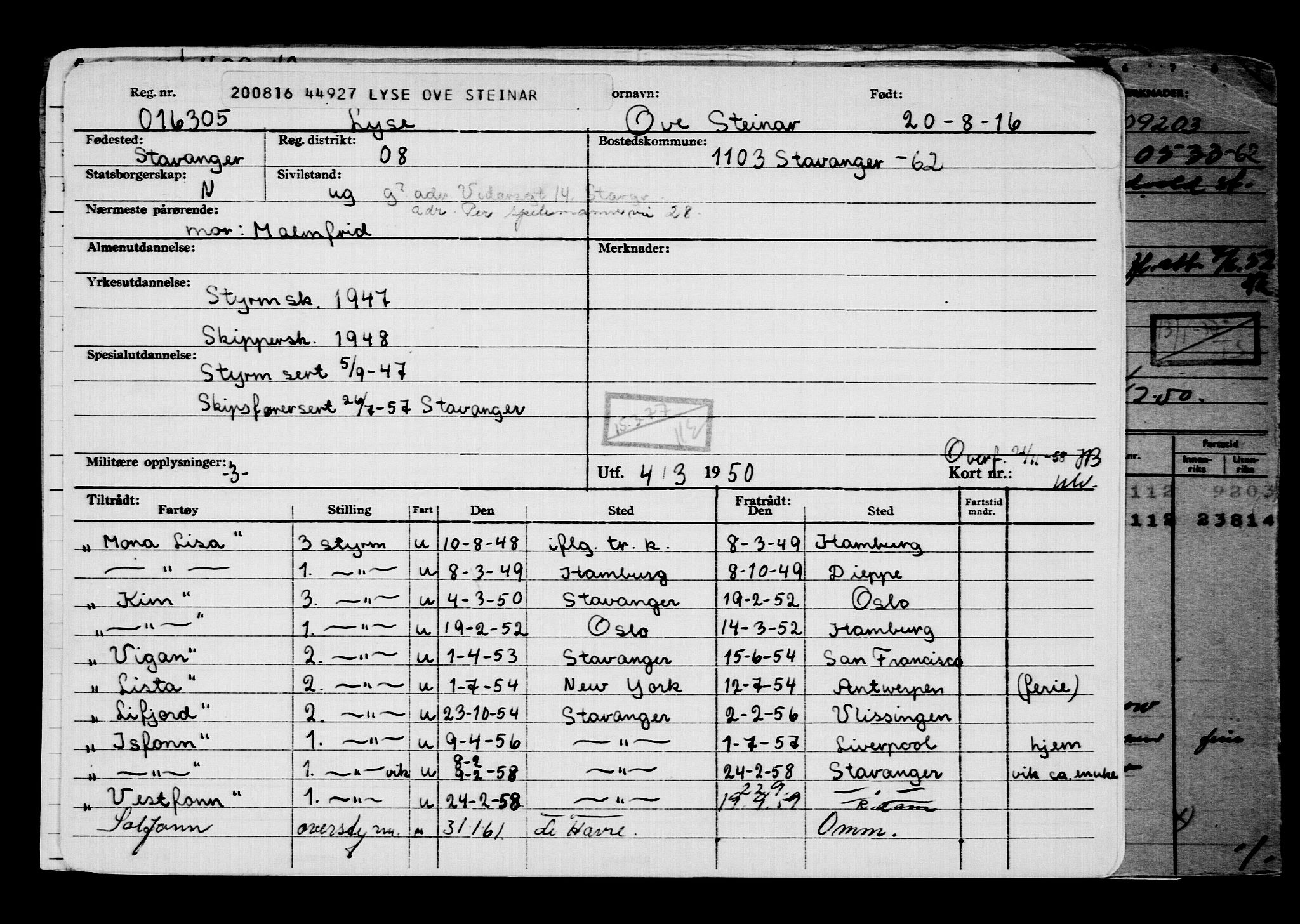 Direktoratet for sjømenn, AV/RA-S-3545/G/Gb/L0142: Hovedkort, 1916, s. 9
