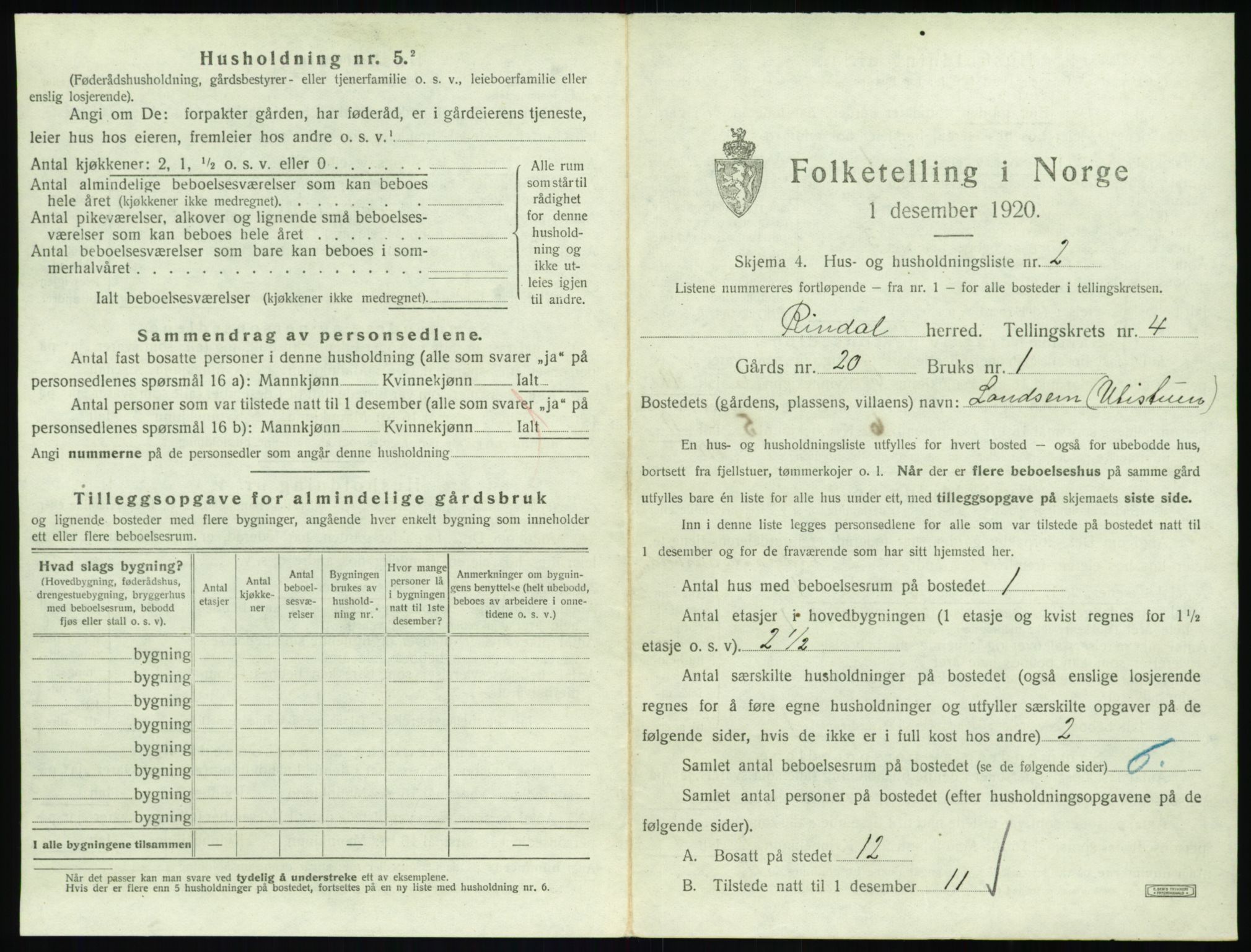 SAT, Folketelling 1920 for 1567 Rindal herred, 1920, s. 292