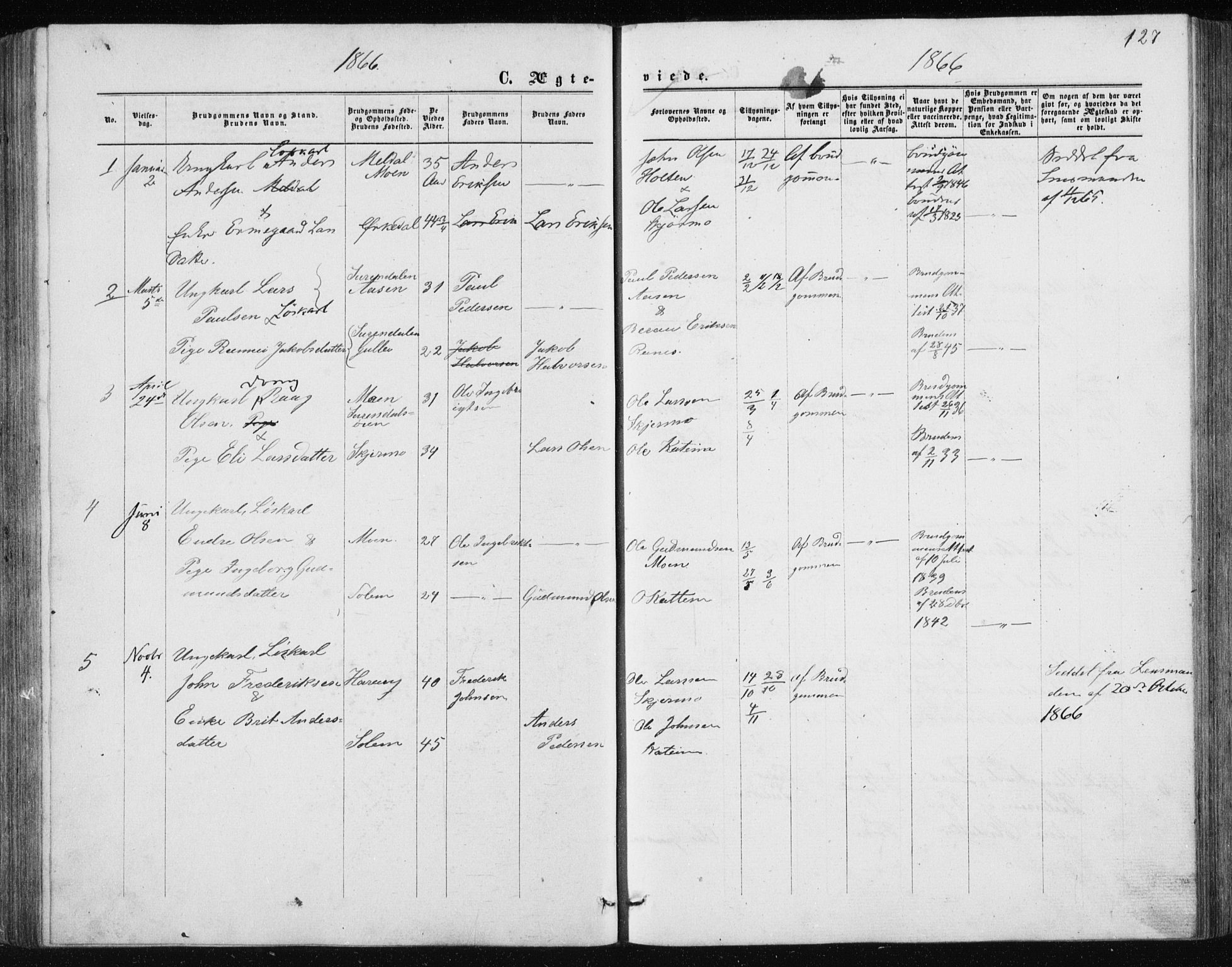 Ministerialprotokoller, klokkerbøker og fødselsregistre - Møre og Romsdal, AV/SAT-A-1454/597/L1064: Klokkerbok nr. 597C01, 1866-1898, s. 127