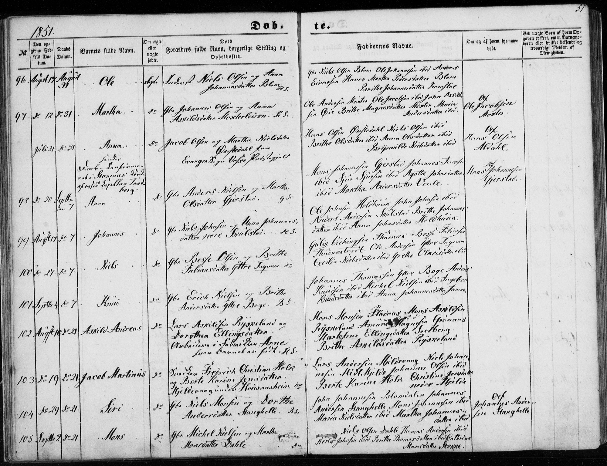 Haus sokneprestembete, AV/SAB-A-75601/H/Haa: Ministerialbok nr. A 16 I, 1848-1857, s. 51