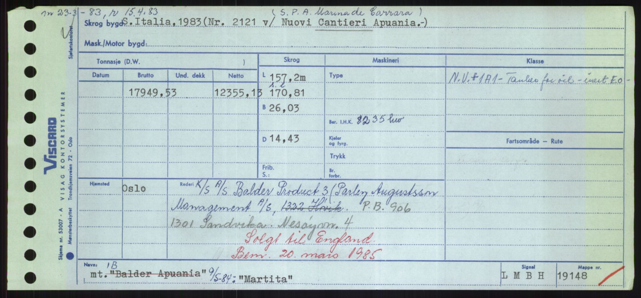 Sjøfartsdirektoratet med forløpere, Skipsmålingen, RA/S-1627/H/Hd/L0024: Fartøy, M-Mim, s. 365