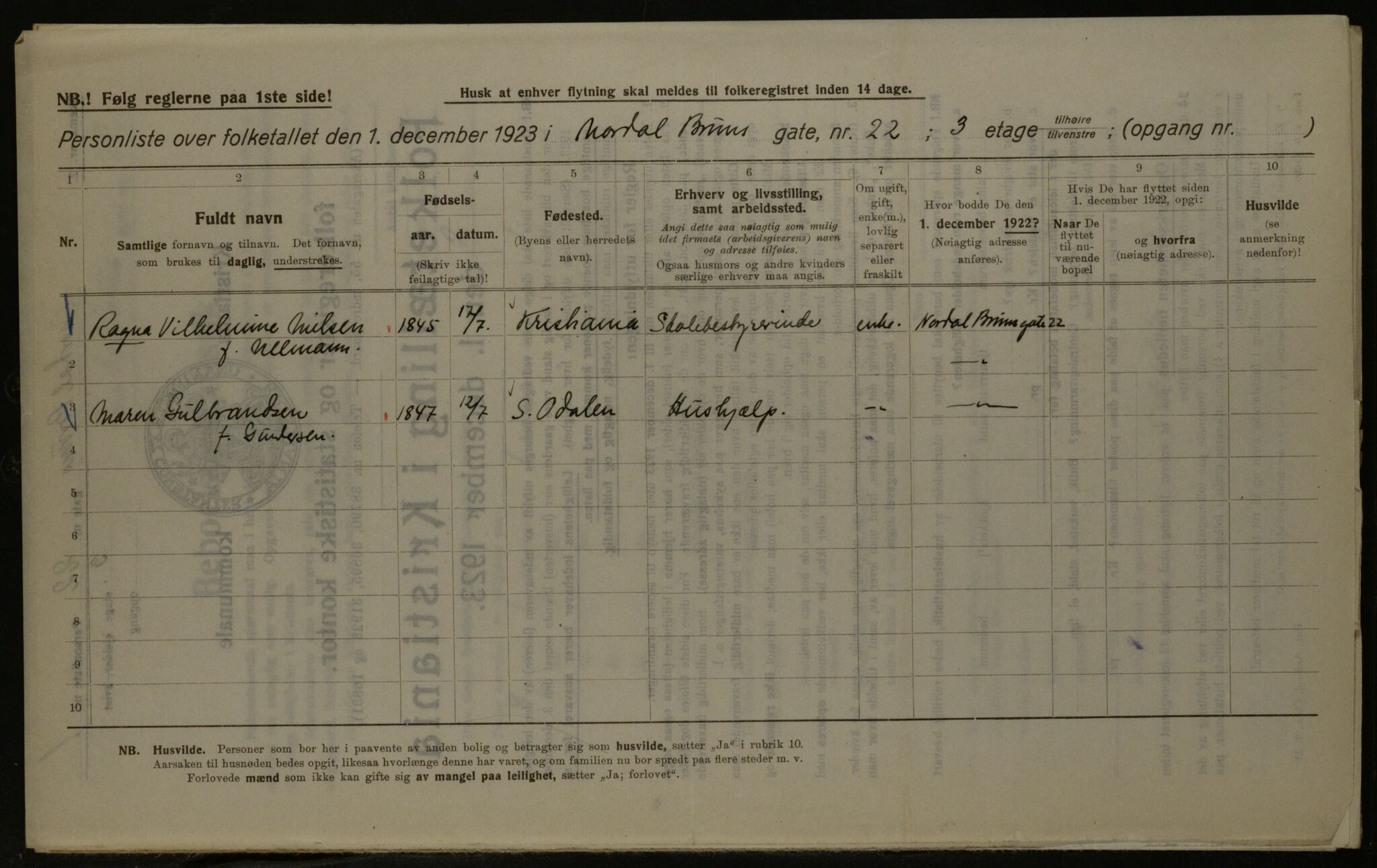 OBA, Kommunal folketelling 1.12.1923 for Kristiania, 1923, s. 79632