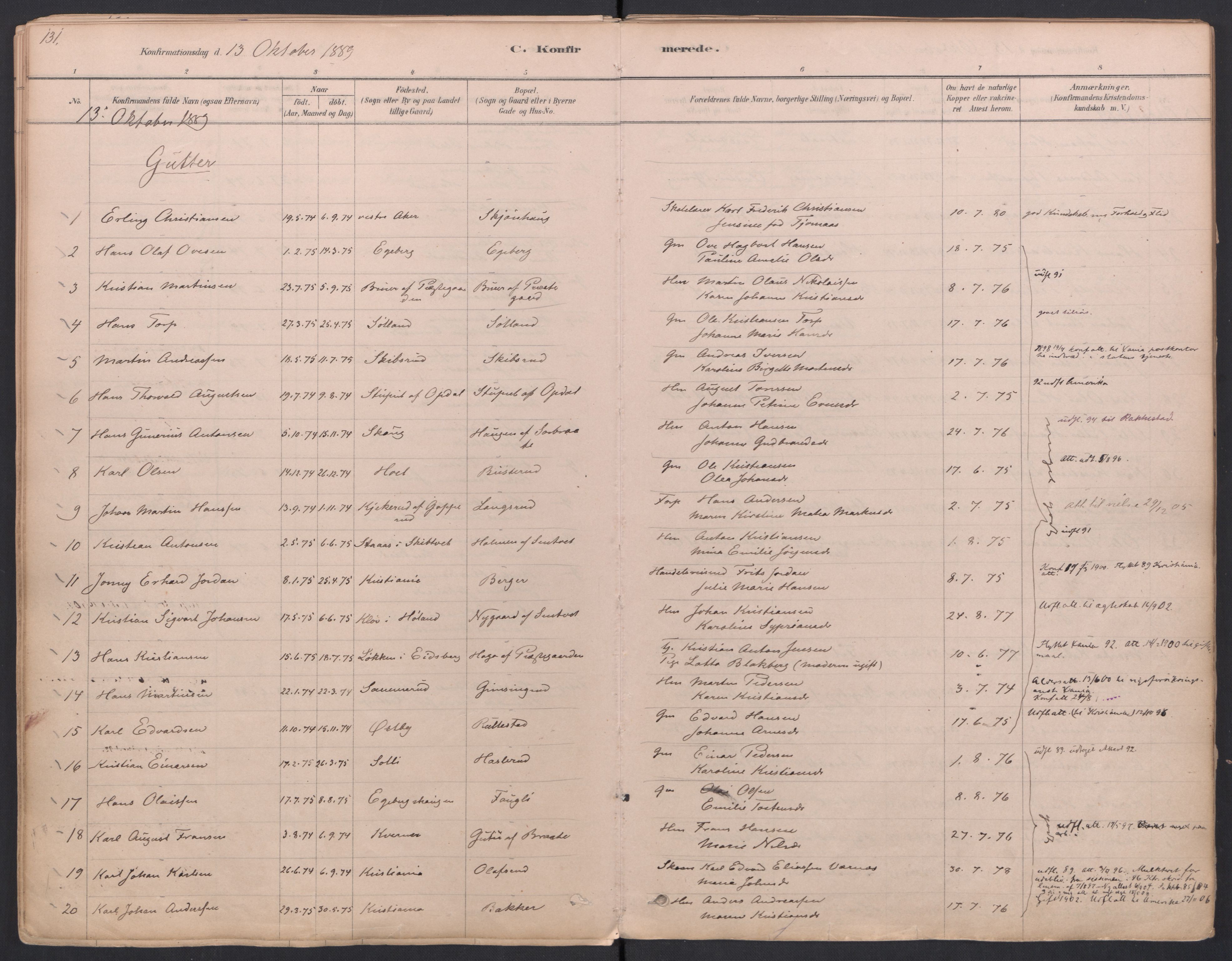Trøgstad prestekontor Kirkebøker, AV/SAO-A-10925/F/Fa/L0010: Ministerialbok nr. I 10, 1878-1898, s. 131