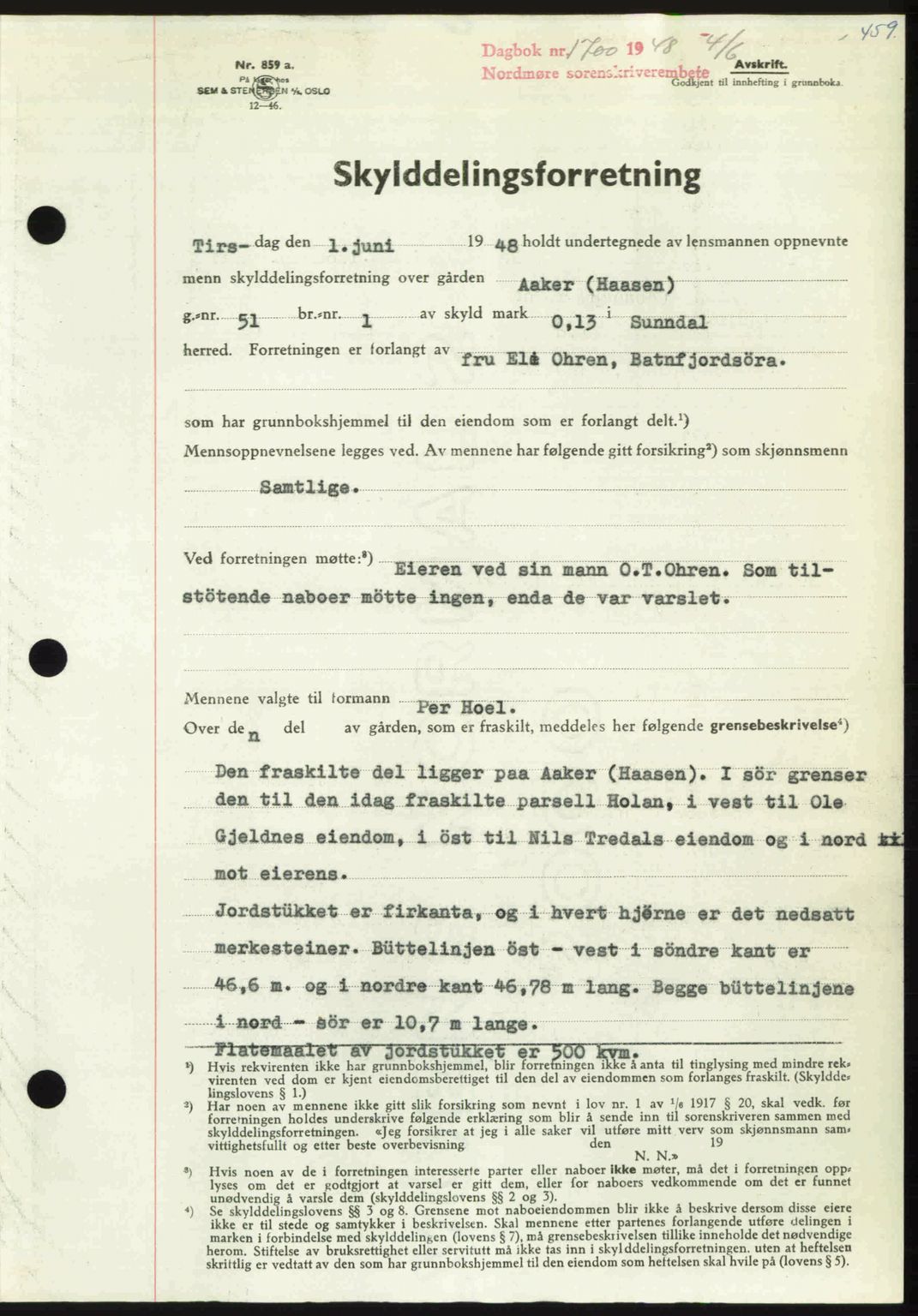 Nordmøre sorenskriveri, SAT/A-4132/1/2/2Ca: Pantebok nr. A108, 1948-1948, Dagboknr: 1700/1948