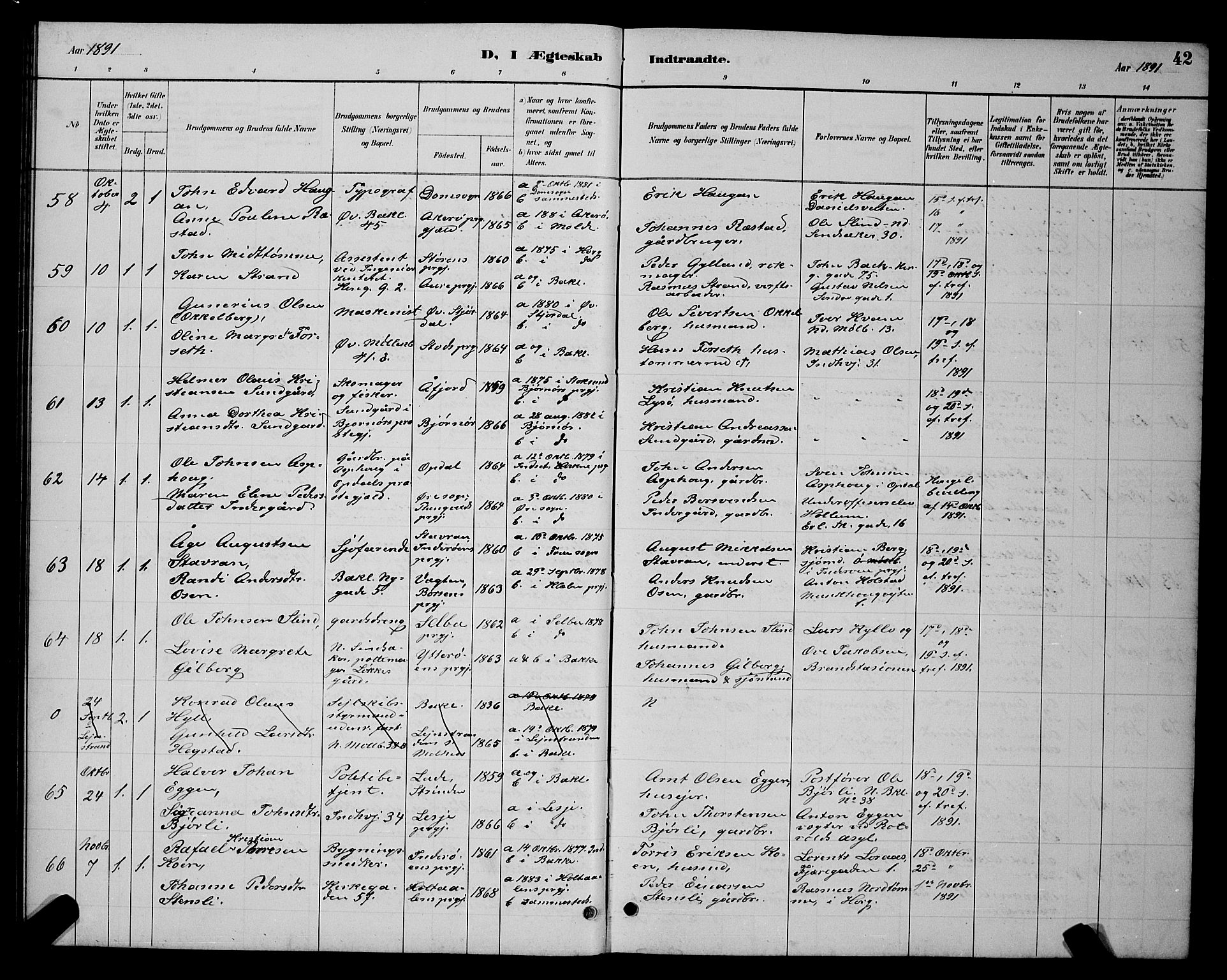 Ministerialprotokoller, klokkerbøker og fødselsregistre - Sør-Trøndelag, AV/SAT-A-1456/604/L0223: Klokkerbok nr. 604C06, 1886-1897, s. 42