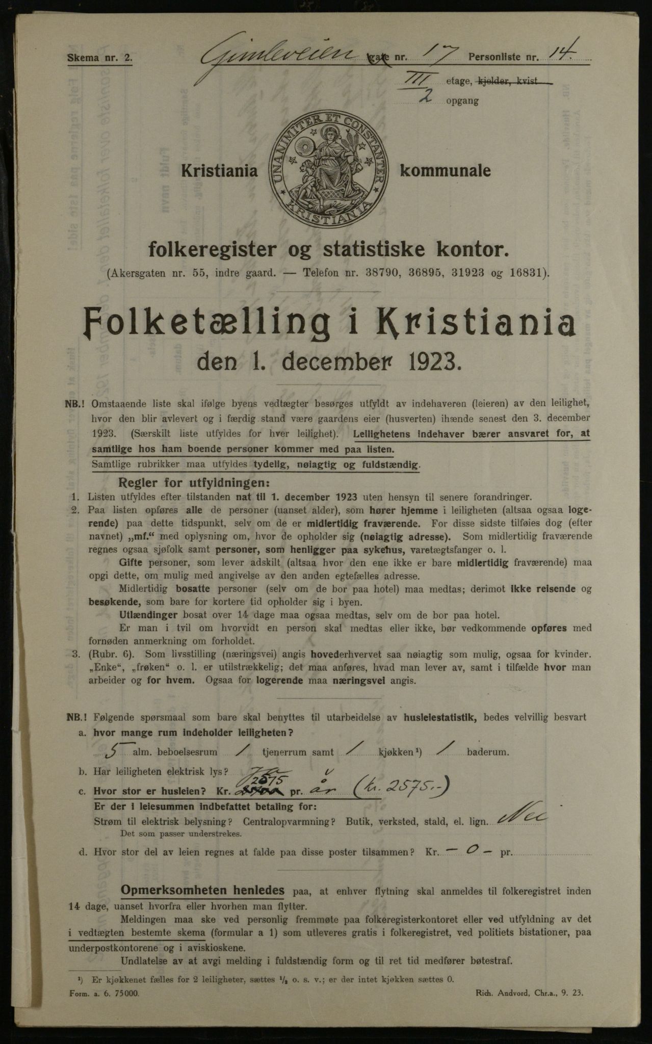 OBA, Kommunal folketelling 1.12.1923 for Kristiania, 1923, s. 33027