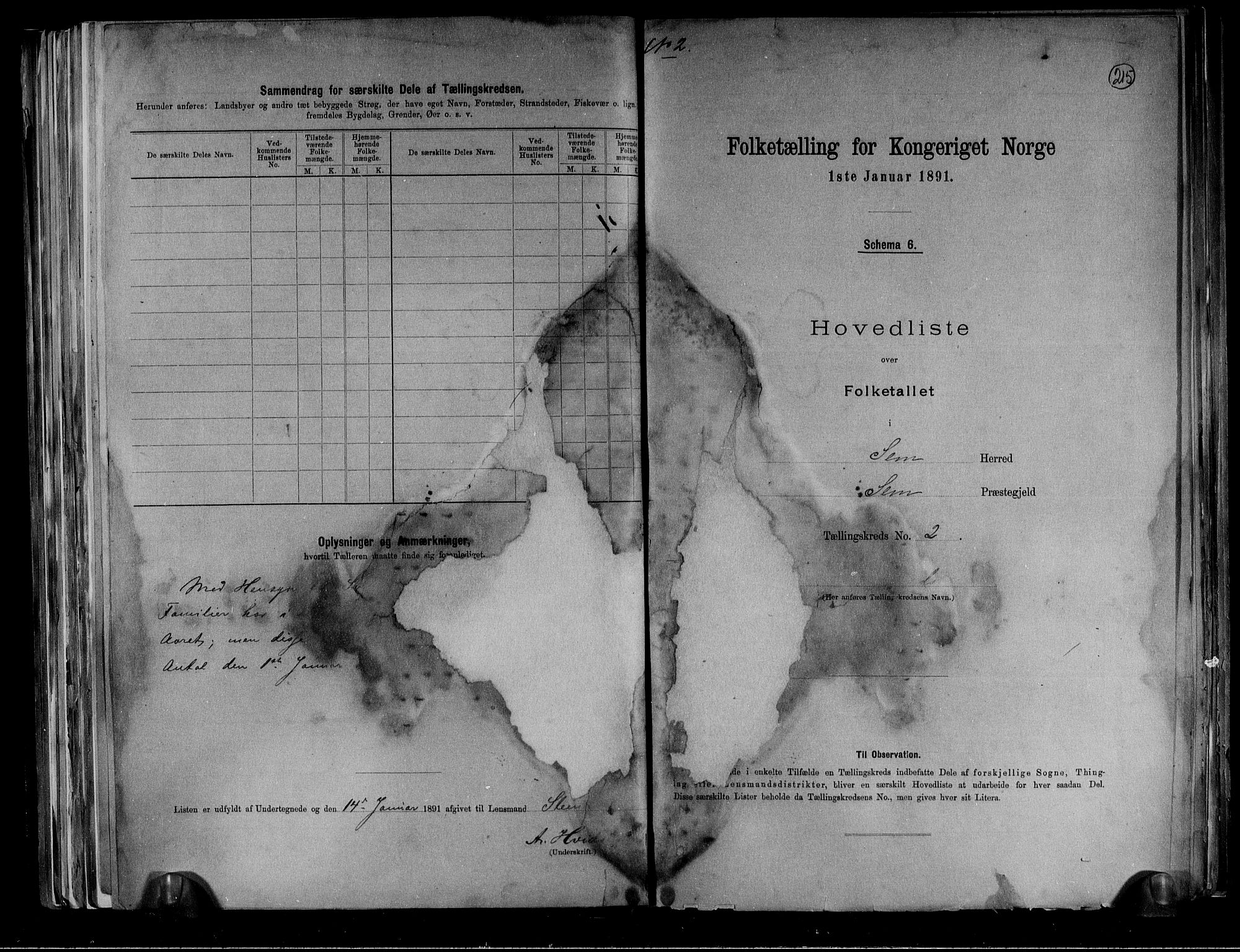 RA, Folketelling 1891 for 0721 Sem herred, 1891, s. 6