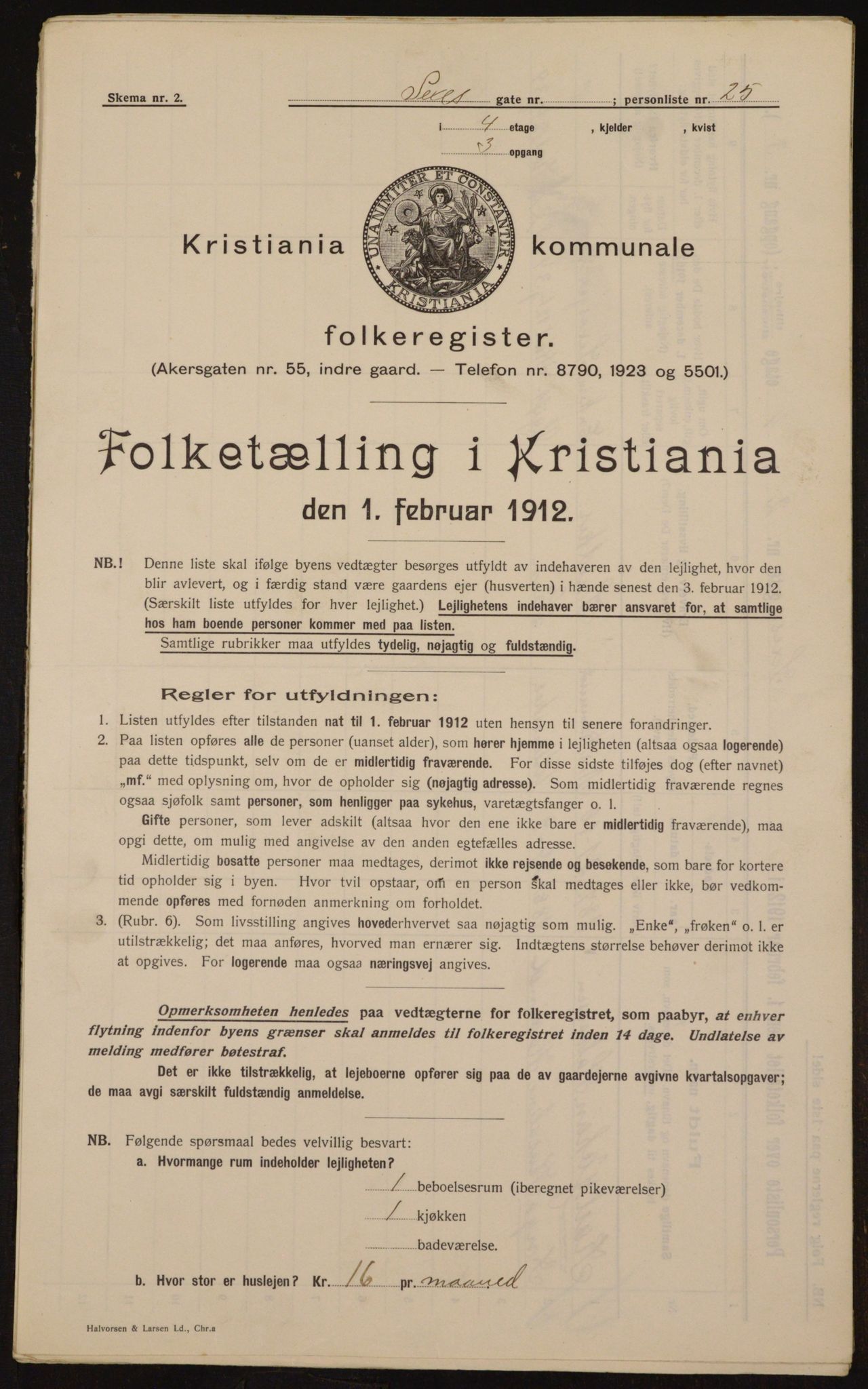 OBA, Kommunal folketelling 1.2.1912 for Kristiania, 1912, s. 94849