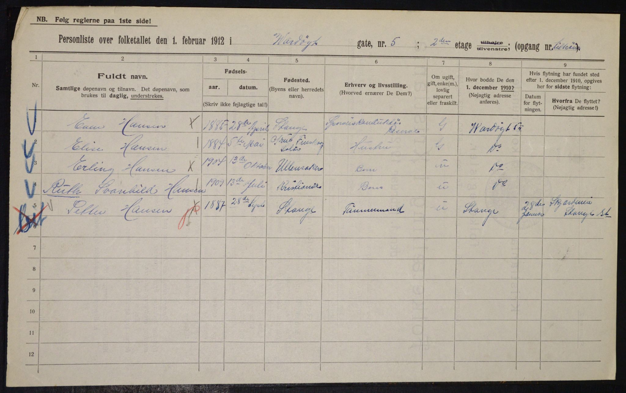 OBA, Kommunal folketelling 1.2.1912 for Kristiania, 1912, s. 121887