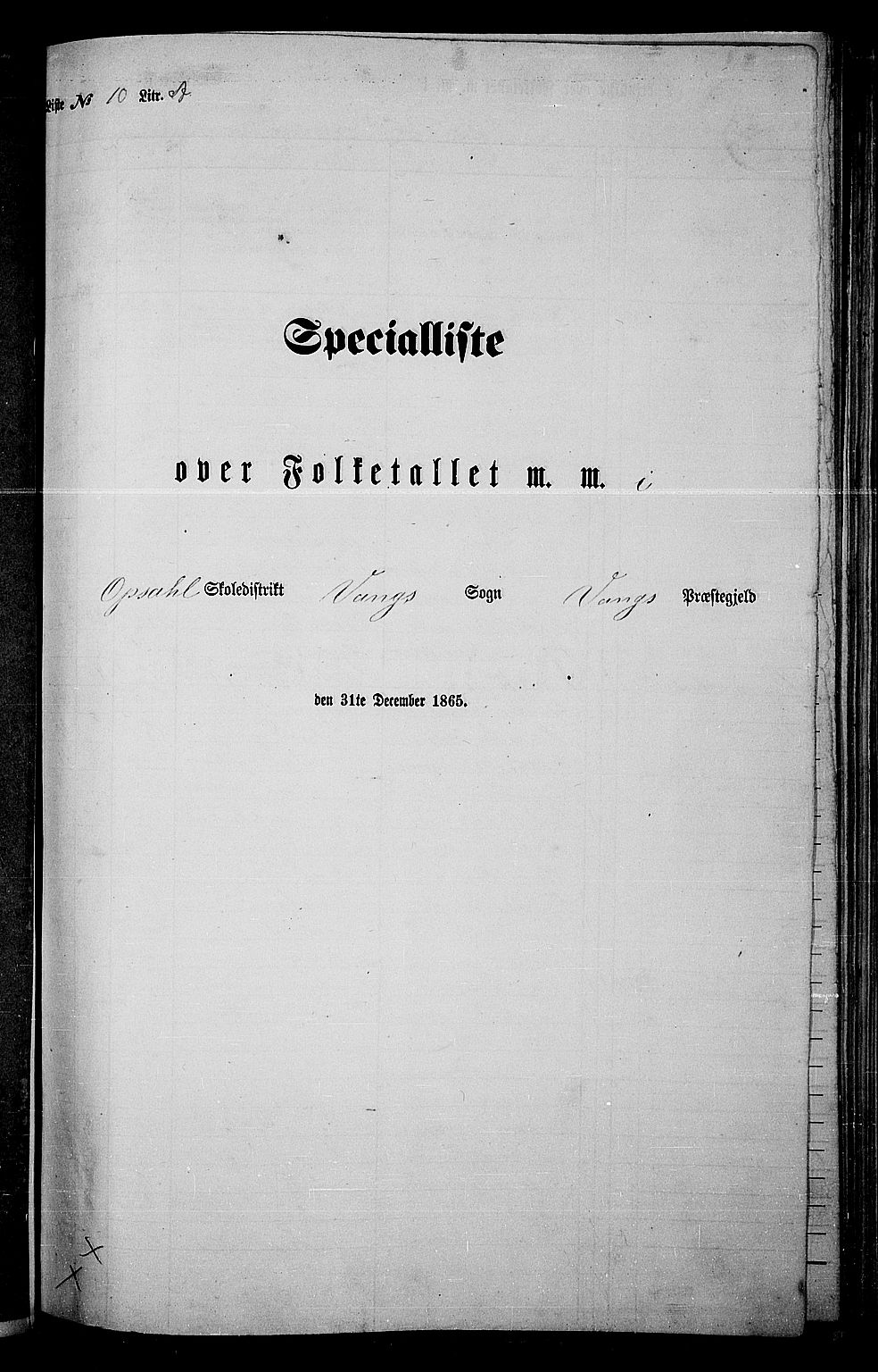RA, Folketelling 1865 for 0414L Vang prestegjeld, Vang sokn og Furnes sokn, 1865, s. 257