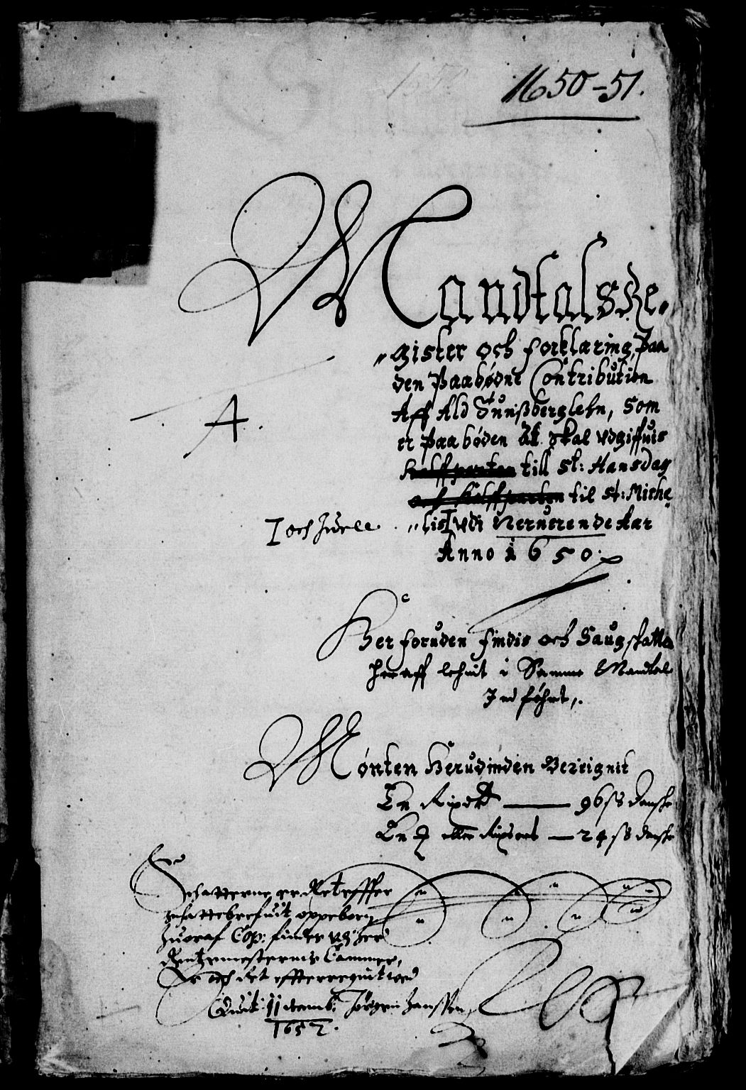 Rentekammeret inntil 1814, Reviderte regnskaper, Lensregnskaper, AV/RA-EA-5023/R/Rb/Rbo/L0030: Tønsberg len, 1650-1652