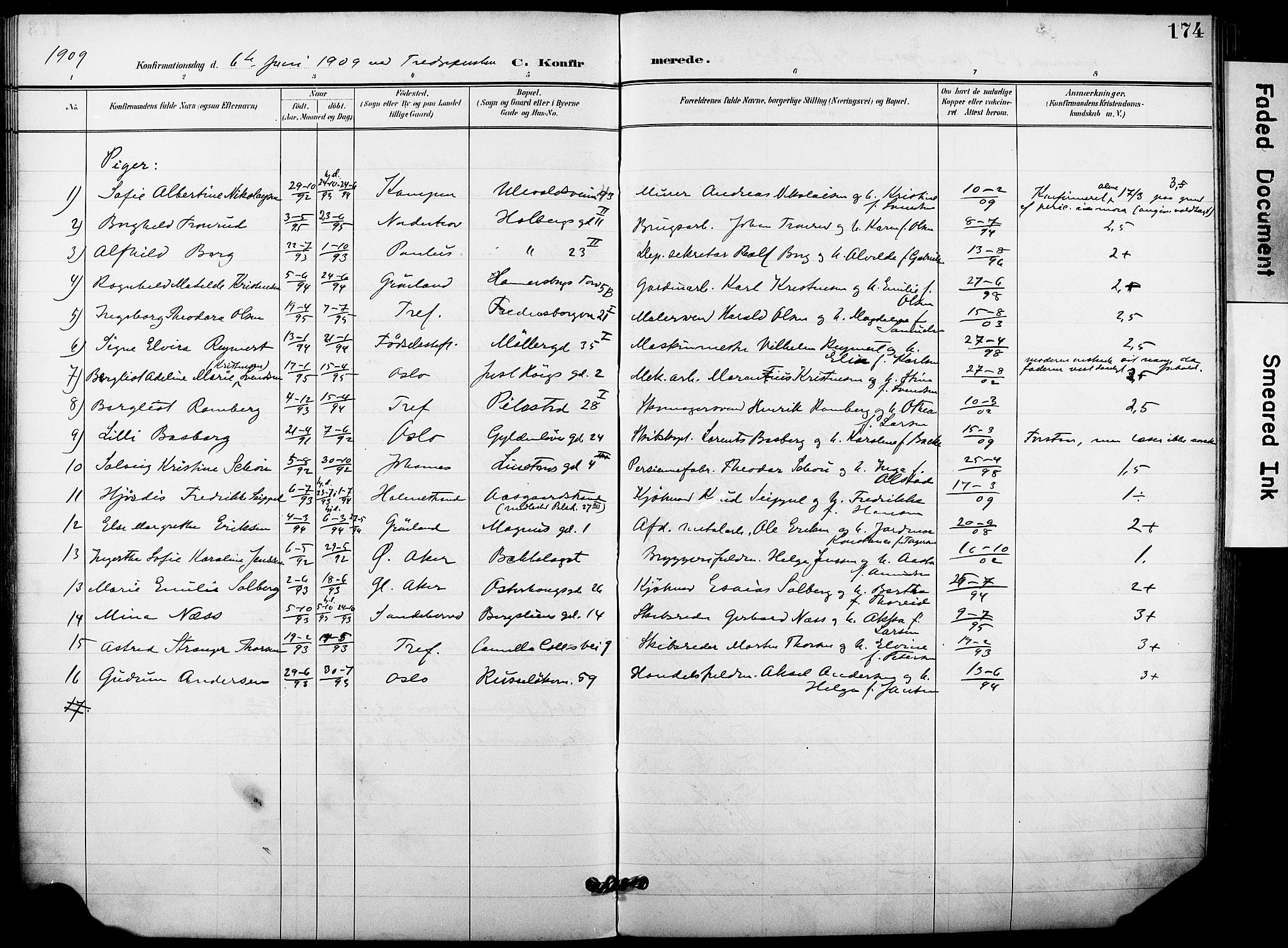 Trefoldighet prestekontor Kirkebøker, AV/SAO-A-10882/F/Fb/L0004: Ministerialbok nr. II 4, 1896-1915, s. 174