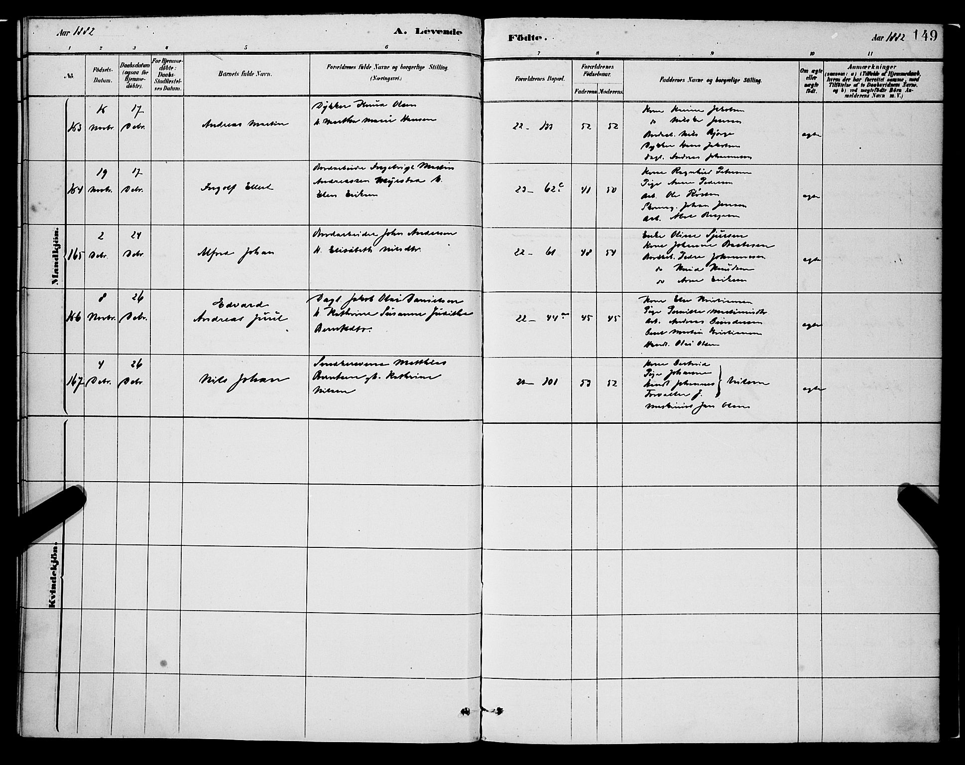 Korskirken sokneprestembete, SAB/A-76101/H/Hab: Klokkerbok nr. B 8, 1878-1887, s. 149