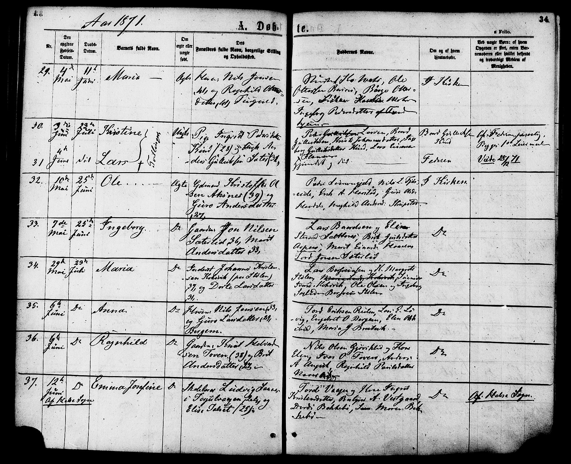 Ministerialprotokoller, klokkerbøker og fødselsregistre - Møre og Romsdal, AV/SAT-A-1454/586/L0986: Ministerialbok nr. 586A12, 1867-1878, s. 34