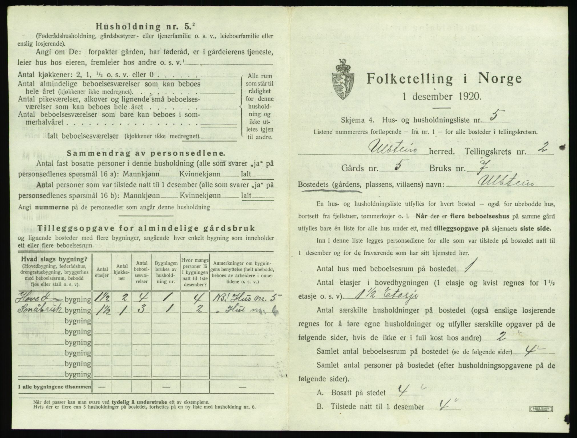 SAT, Folketelling 1920 for 1516 Ulstein herred, 1920, s. 110