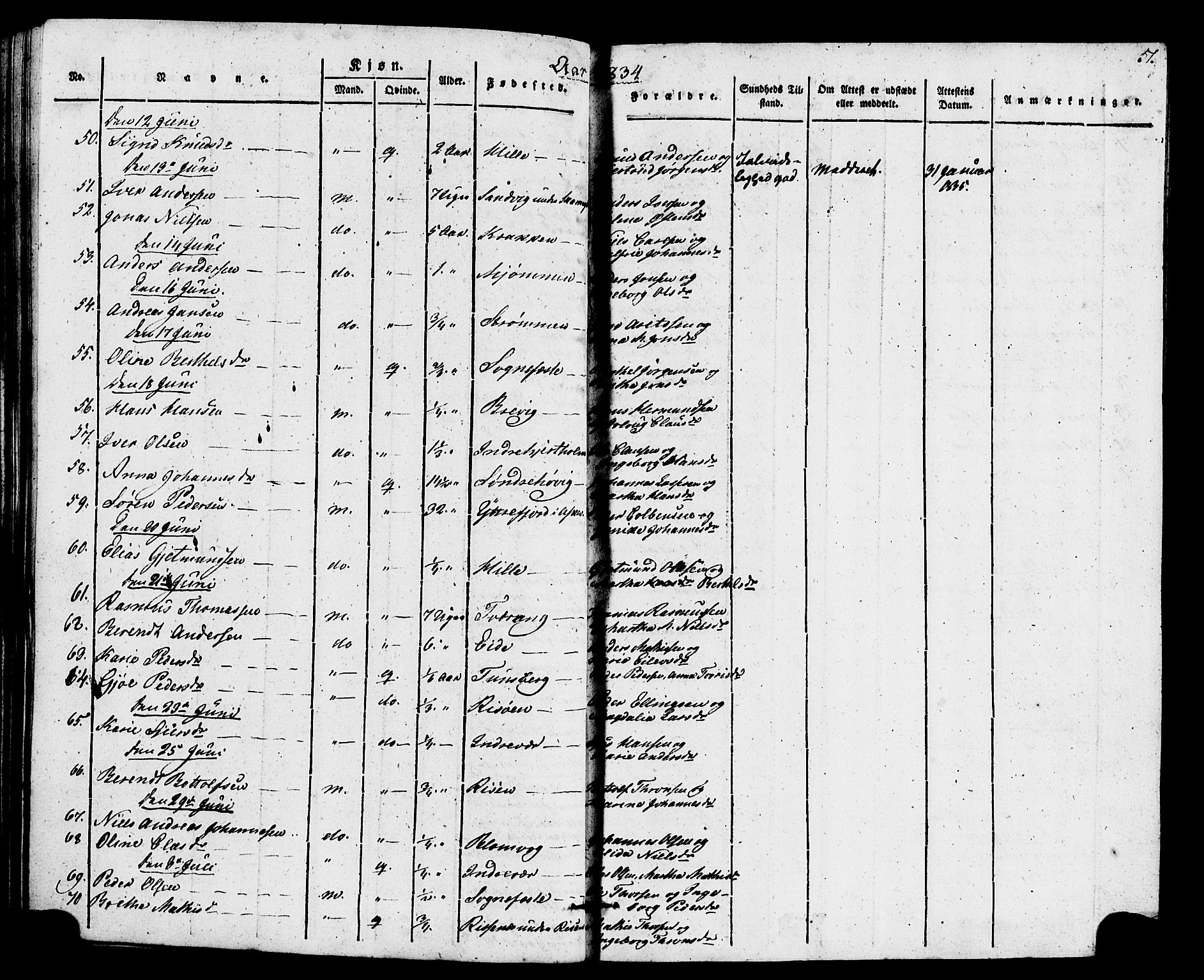 Gulen sokneprestembete, AV/SAB-A-80201/H/Haa/Haaa/L0026: Ministerialbok nr. A 26, 1826-1842, s. 51