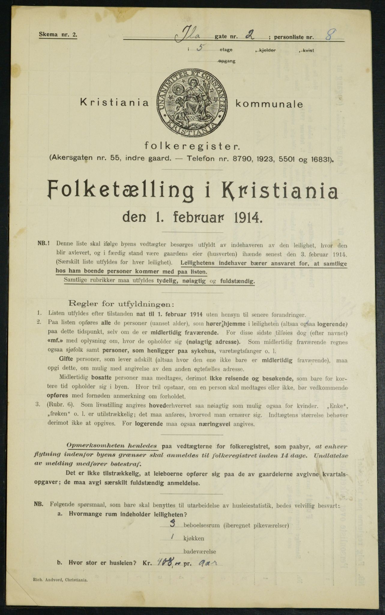 OBA, Kommunal folketelling 1.2.1914 for Kristiania, 1914, s. 43188