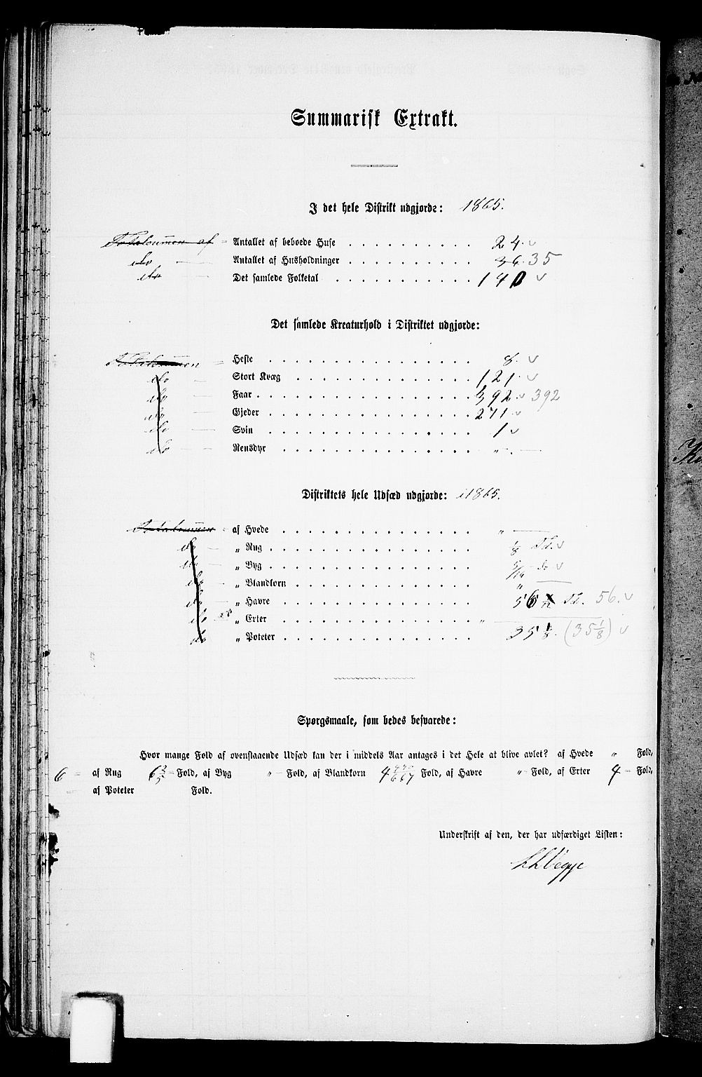 RA, Folketelling 1865 for 1134P Suldal prestegjeld, 1865, s. 43