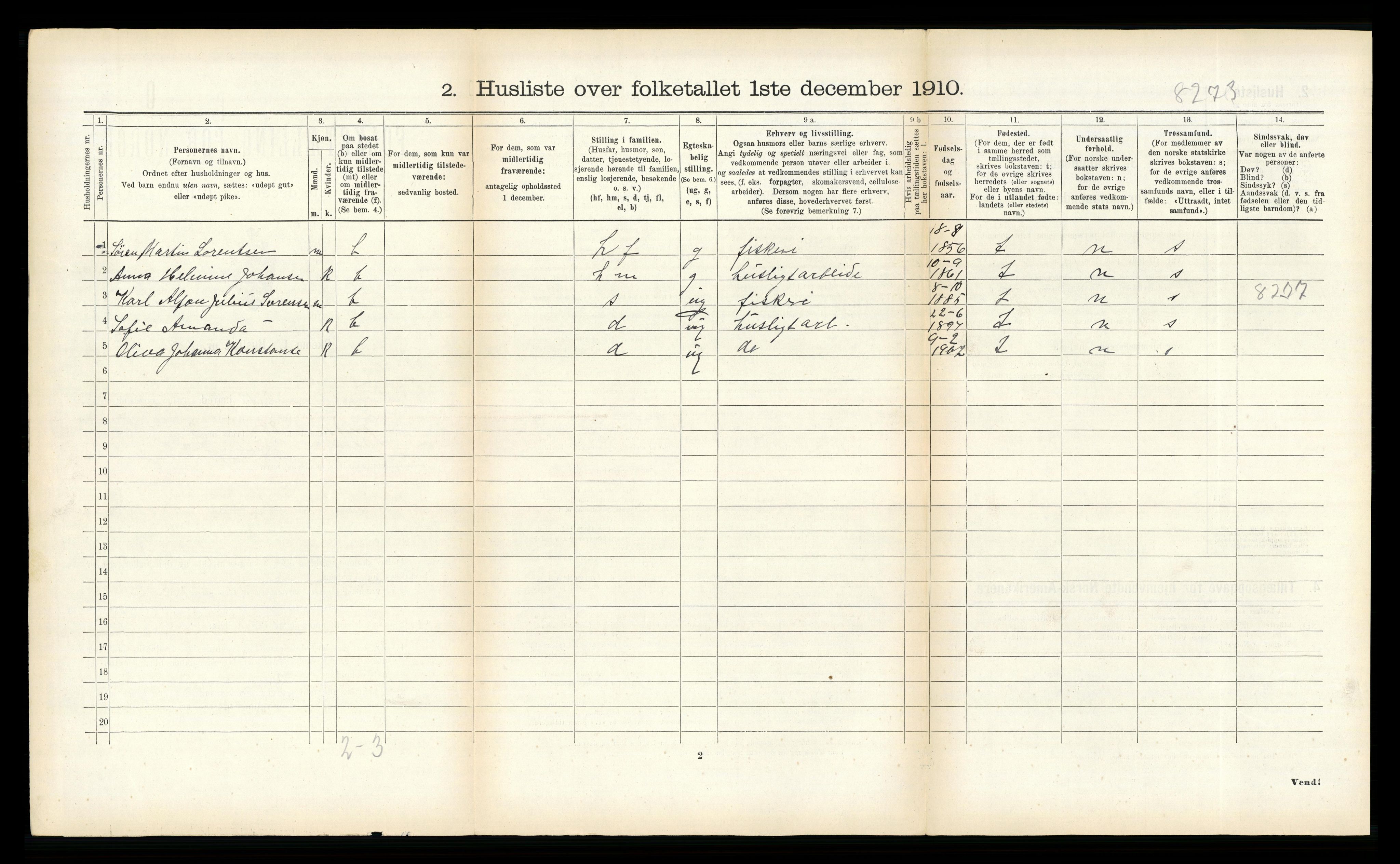 RA, Folketelling 1910 for 1934 Tromsøysund herred, 1910, s. 1320