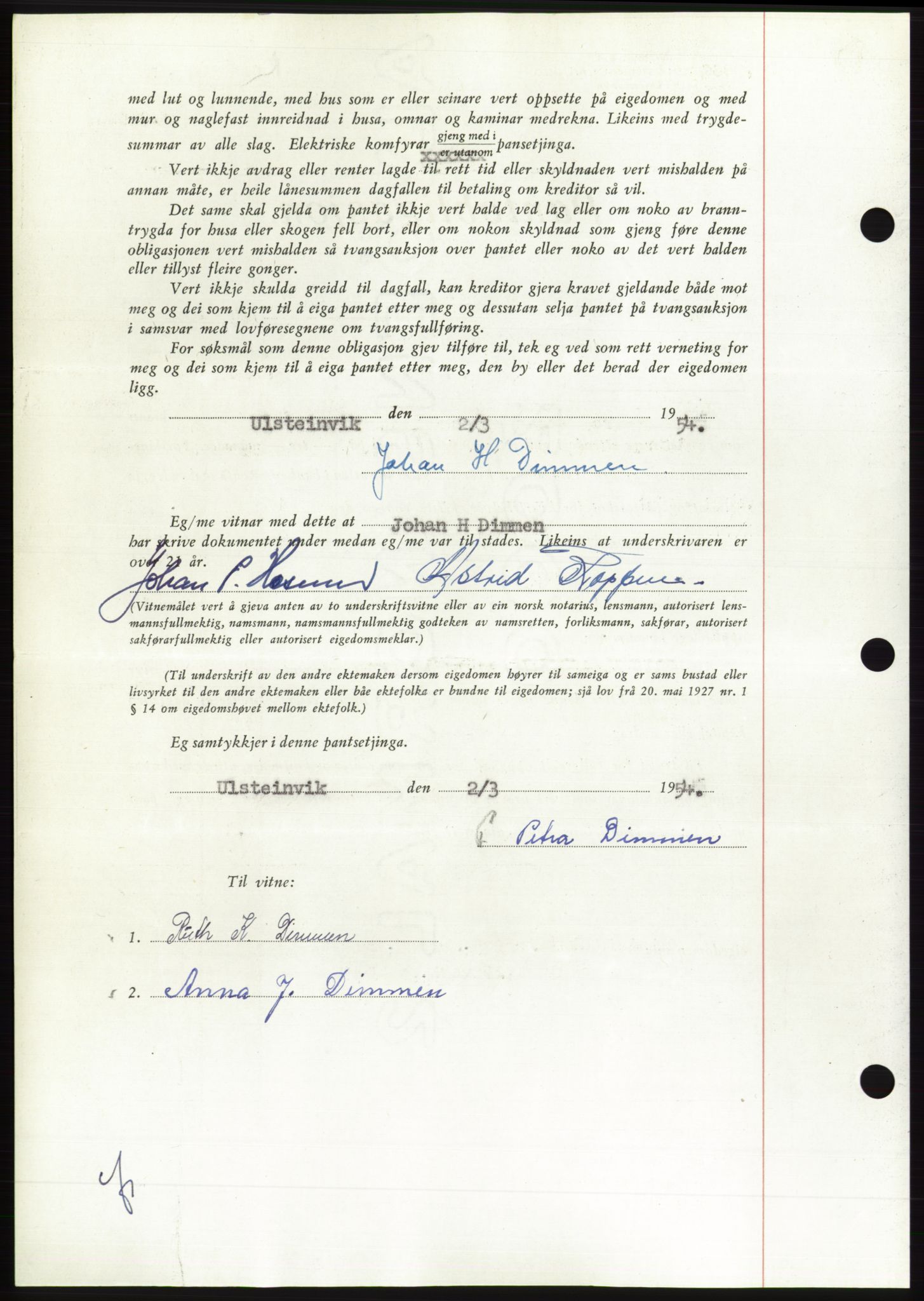 Søre Sunnmøre sorenskriveri, AV/SAT-A-4122/1/2/2C/L0124: Pantebok nr. 12B, 1953-1954, Dagboknr: 544/1954