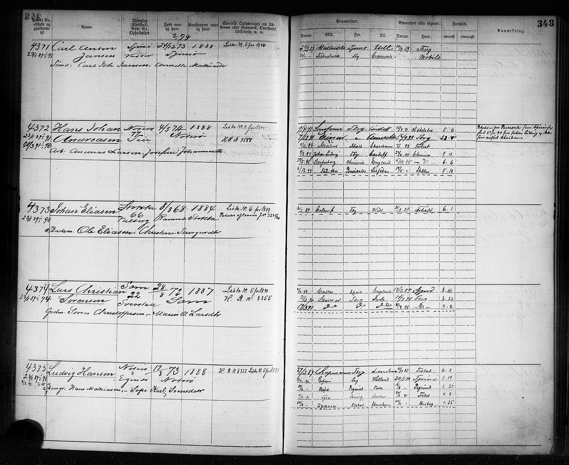 Tønsberg innrulleringskontor, AV/SAKO-A-786/F/Fb/L0007: Annotasjonsrulle Patent nr. 2636-5150, 1881-1892, s. 349