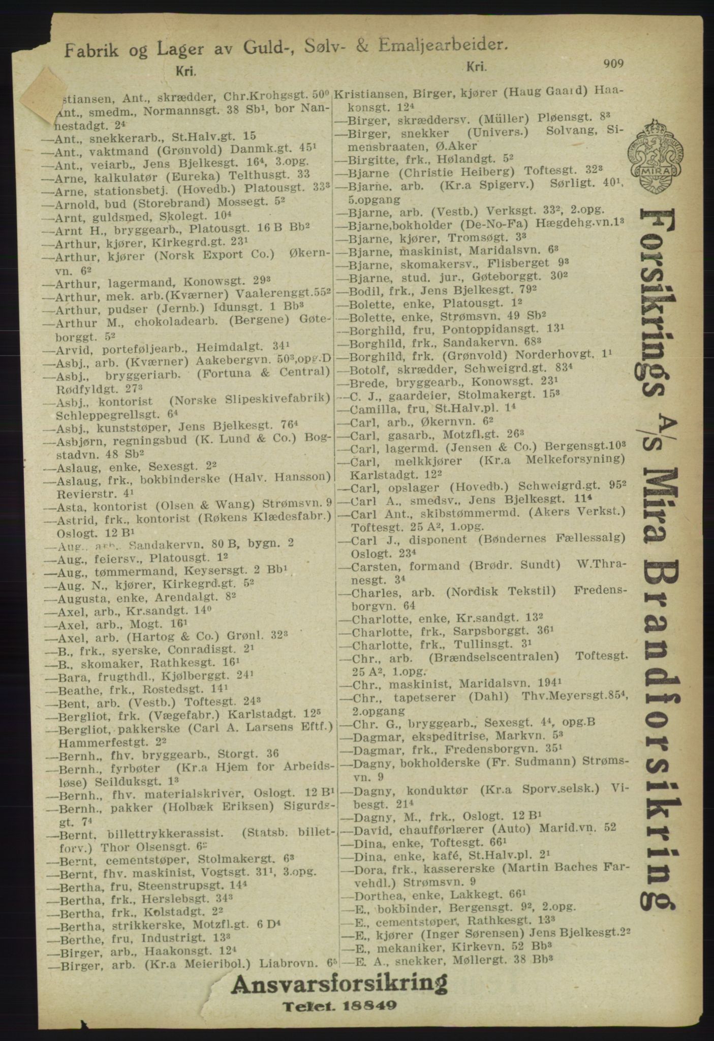 Kristiania/Oslo adressebok, PUBL/-, 1918, s. 934