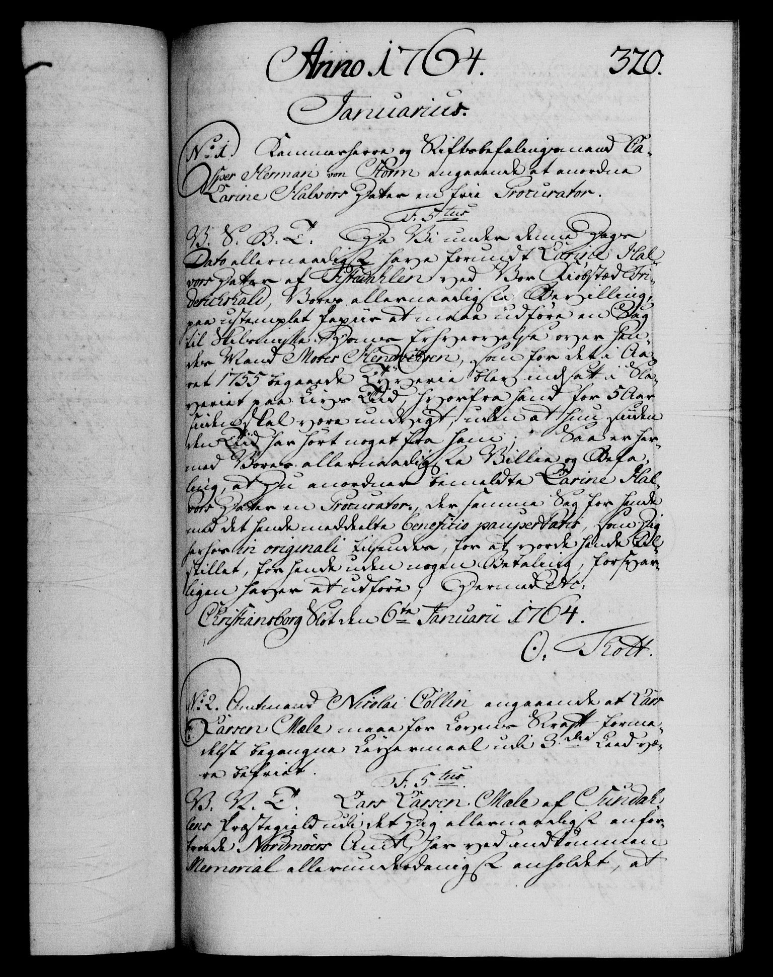Danske Kanselli 1572-1799, RA/EA-3023/F/Fc/Fca/Fcab/L0037: Norske tegnelser, 1762-1766, s. 320a