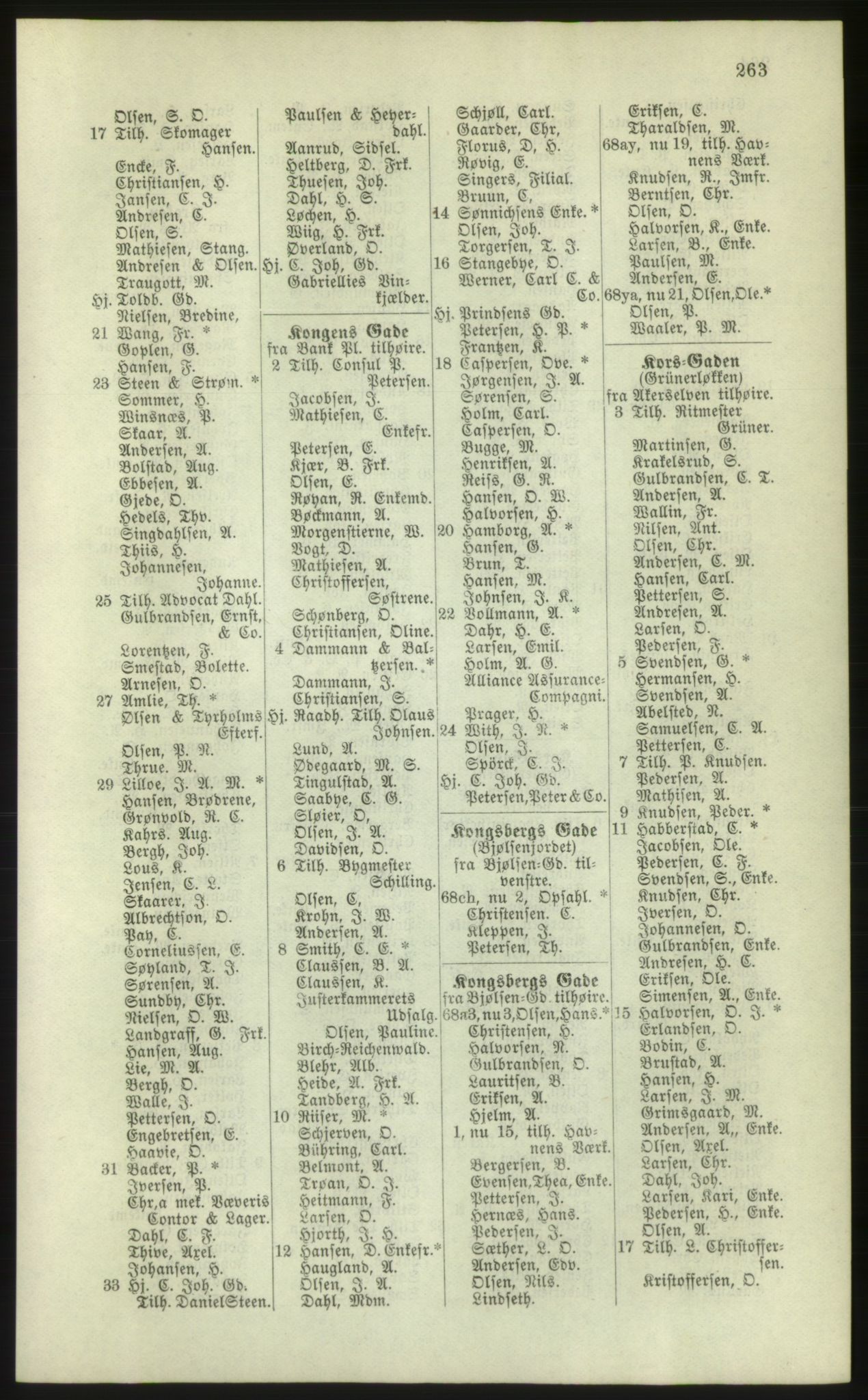 Kristiania/Oslo adressebok, PUBL/-, 1881, s. 263