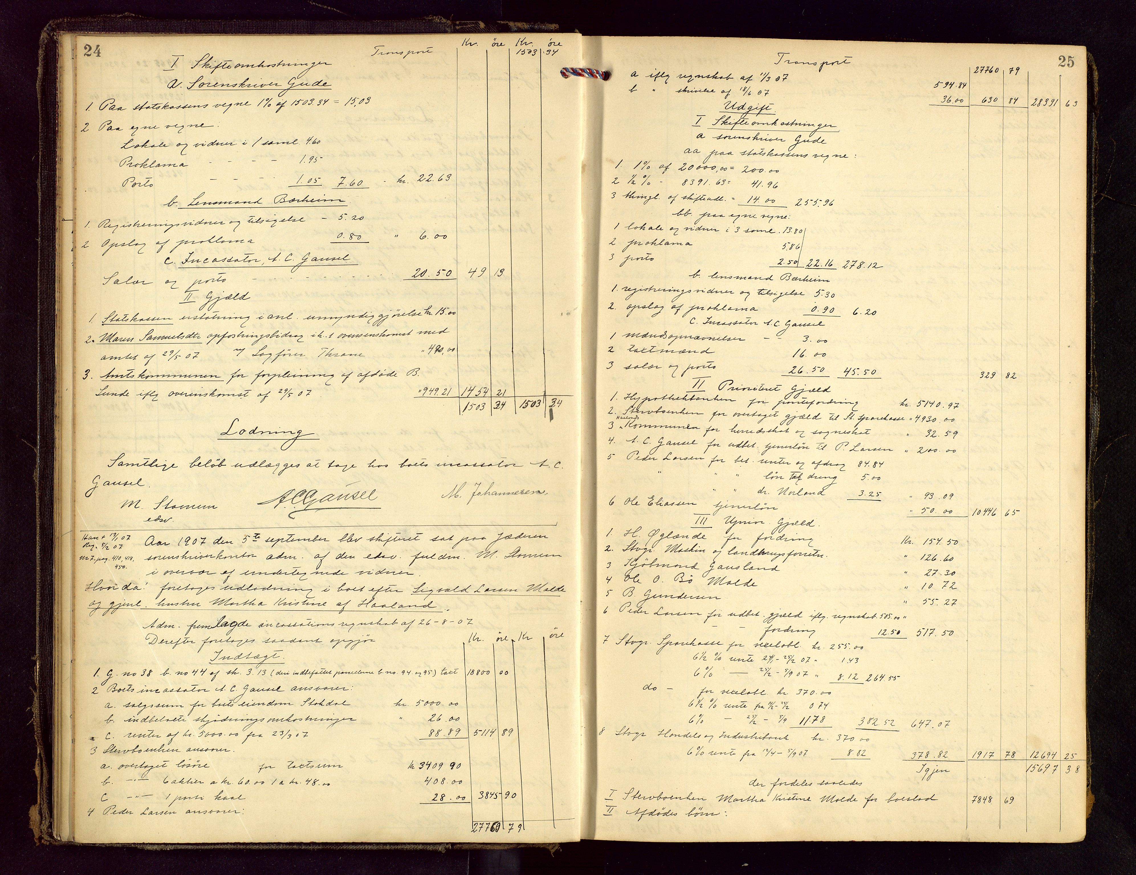 Jæren sorenskriveri, AV/SAST-A-100310/01/5/50/50BB/L0007: SKIFTEUTLODNINGSPROTOKOLL, 1907-1914, s. 24-25