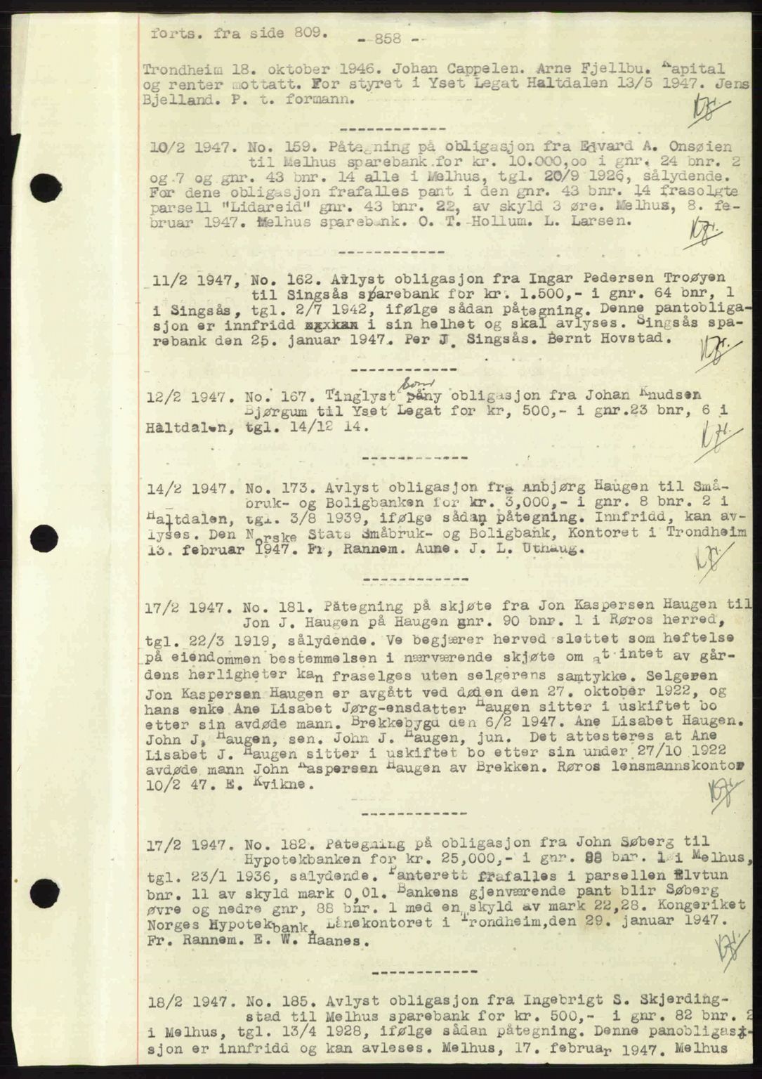 Gauldal sorenskriveri, SAT/A-0014/1/2/2C: Pantebok nr. A3, 1947-1947, Dagboknr: 159/1947