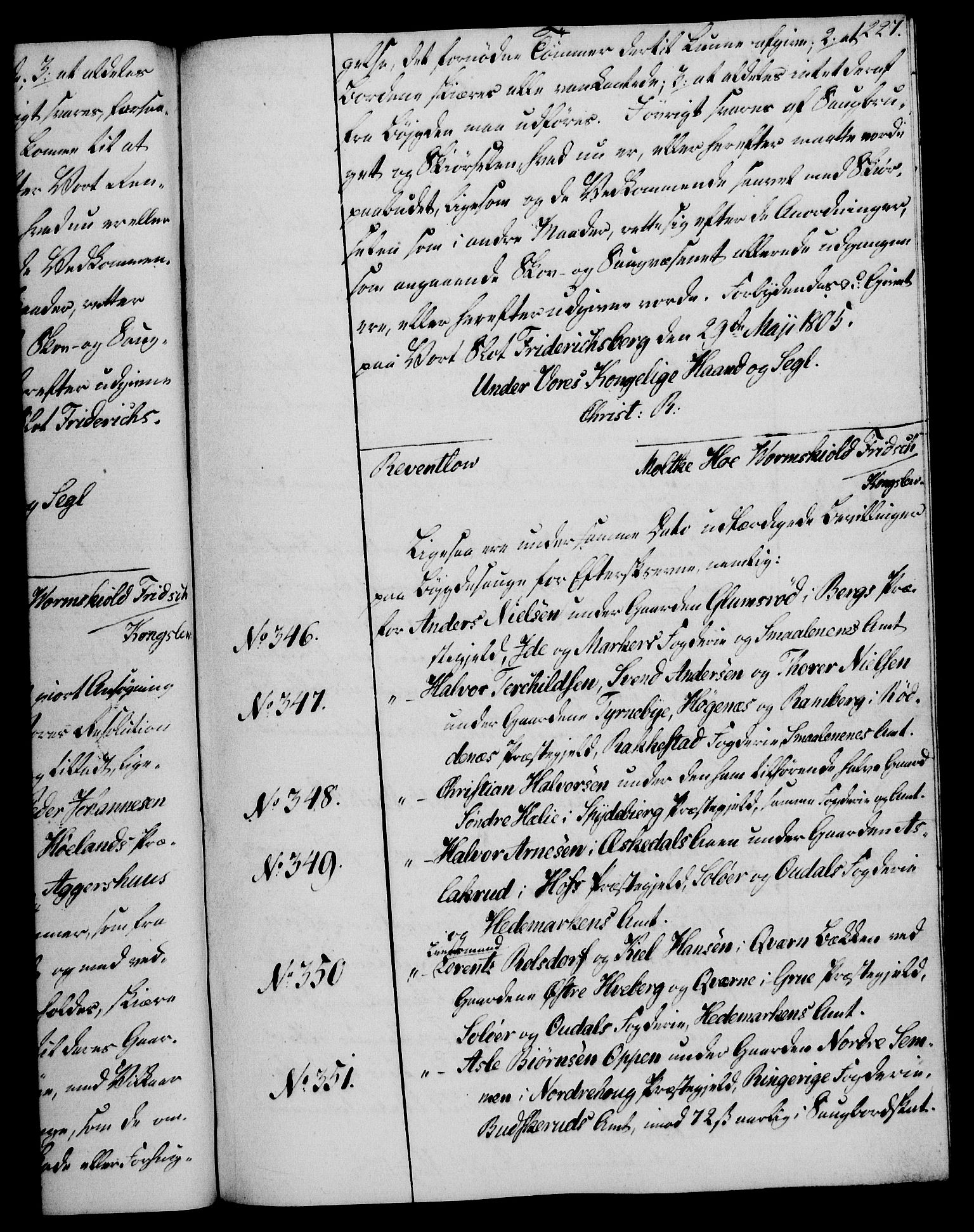 Rentekammeret, Kammerkanselliet, AV/RA-EA-3111/G/Gg/Gga/L0018: Norsk ekspedisjonsprotokoll med register (merket RK 53.18), 1804-1806, s. 227