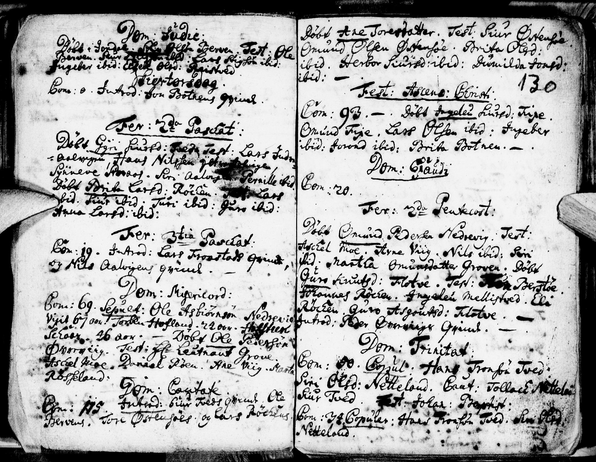 Kvam sokneprestembete, AV/SAB-A-76201/H/Haa: Ministerialbok nr. A 1, 1690-1741, s. 130
