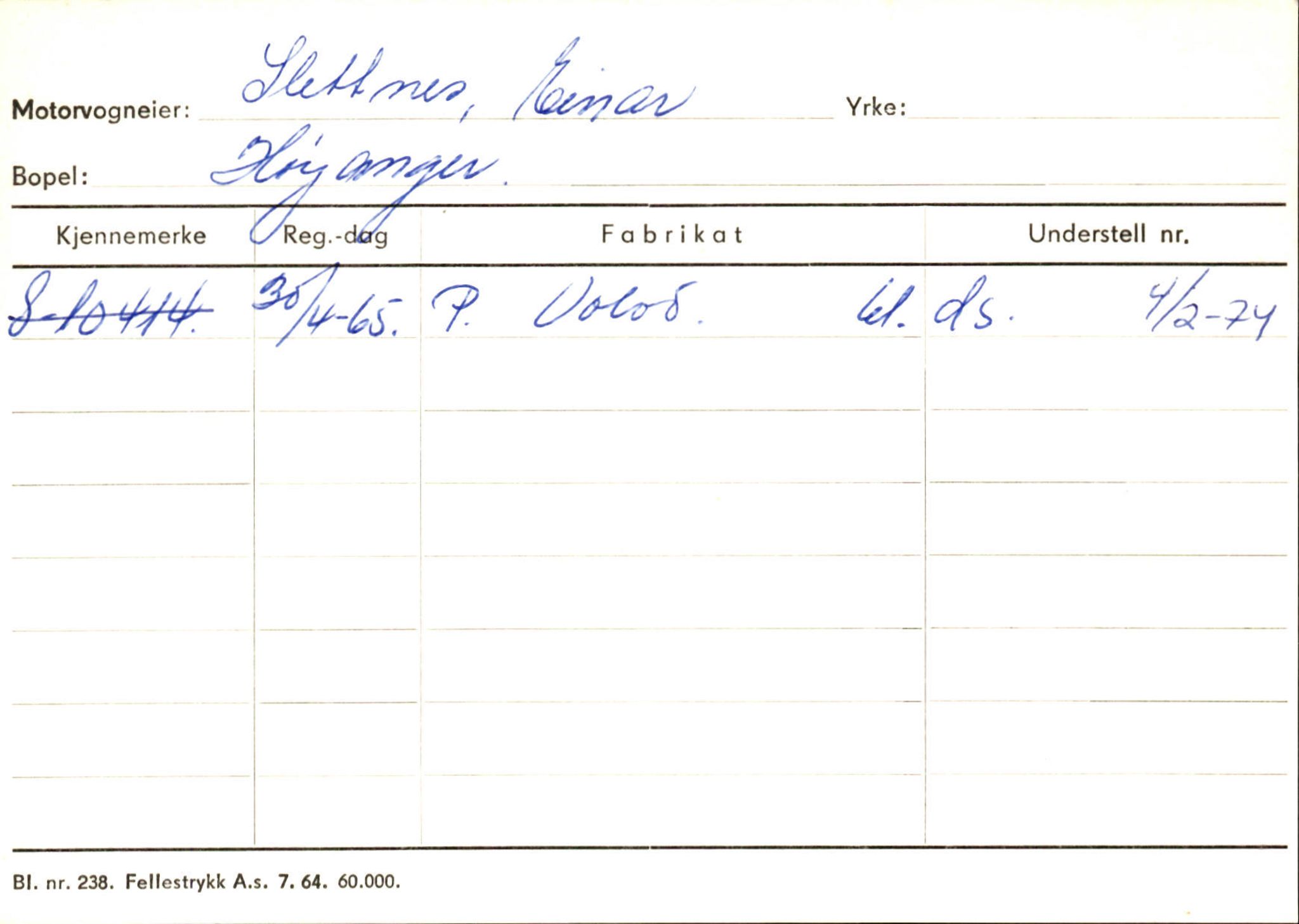 Statens vegvesen, Sogn og Fjordane vegkontor, SAB/A-5301/4/F/L0131: Eigarregister Høyanger P-Å. Stryn S-Å, 1945-1975, s. 271