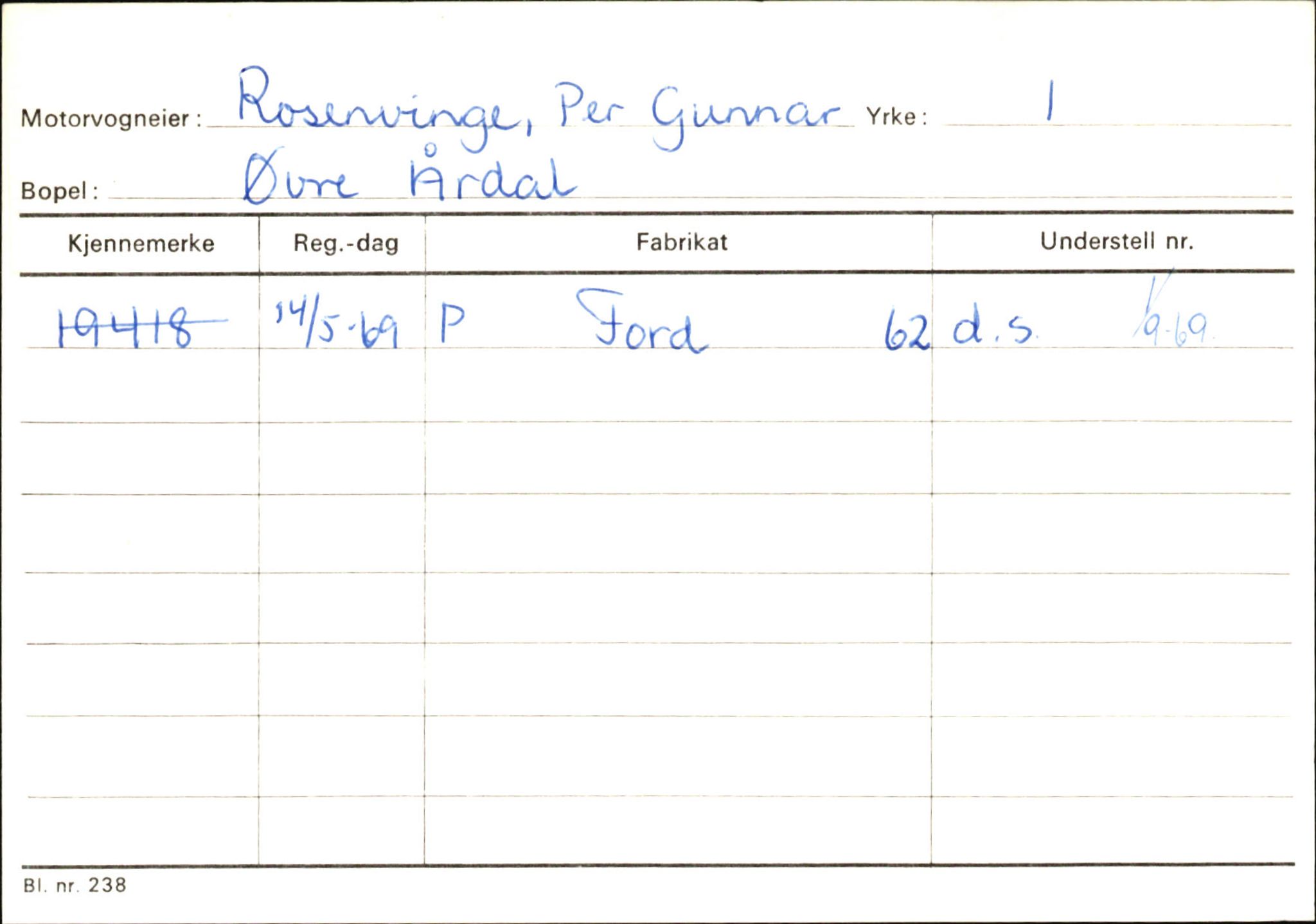 Statens vegvesen, Sogn og Fjordane vegkontor, AV/SAB-A-5301/4/F/L0146: Registerkort Årdal R-Å samt diverse kort, 1945-1975, s. 72